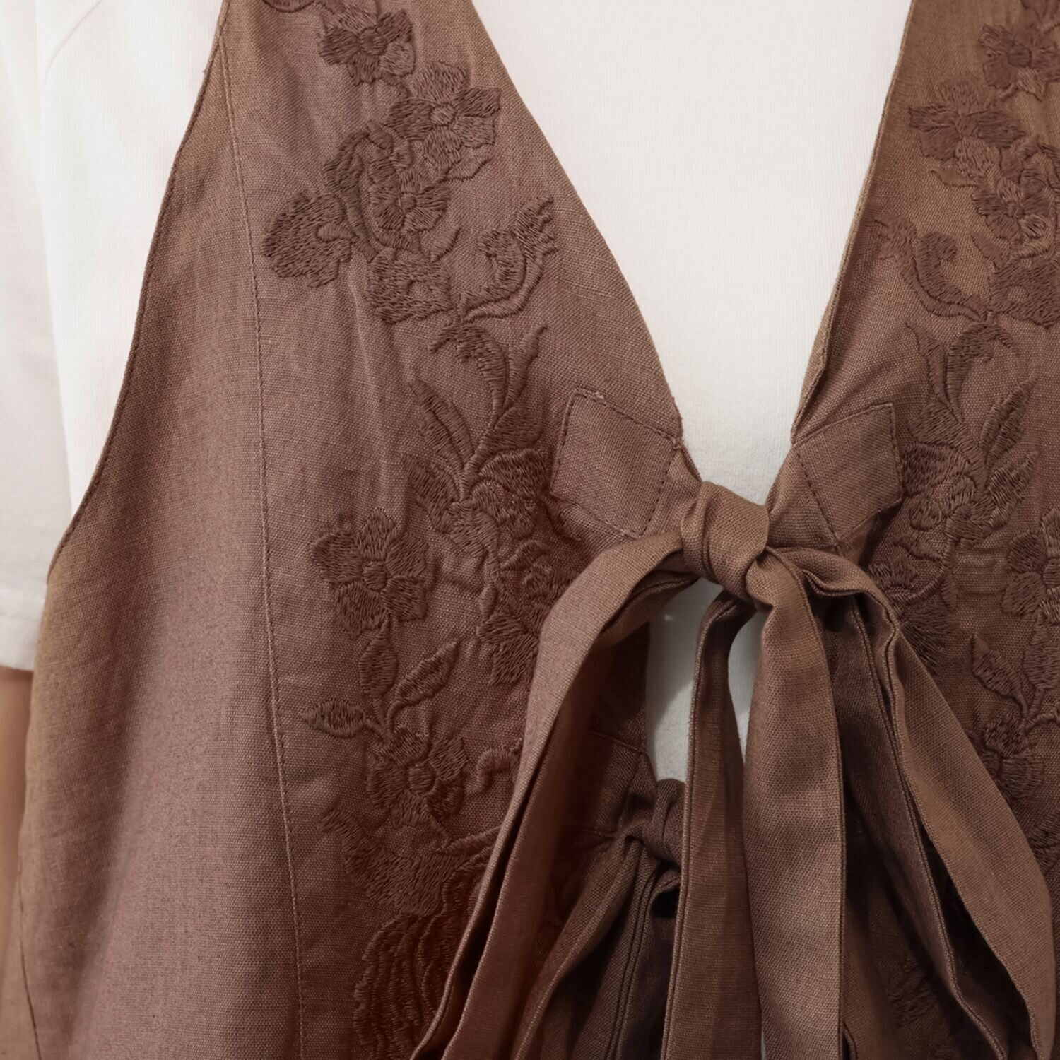 ナディー　バイ　アユーシ インドの伝統技術を駆使！ 刺しゅうが特徴的な 後ろ身頃が軽やかなジレ