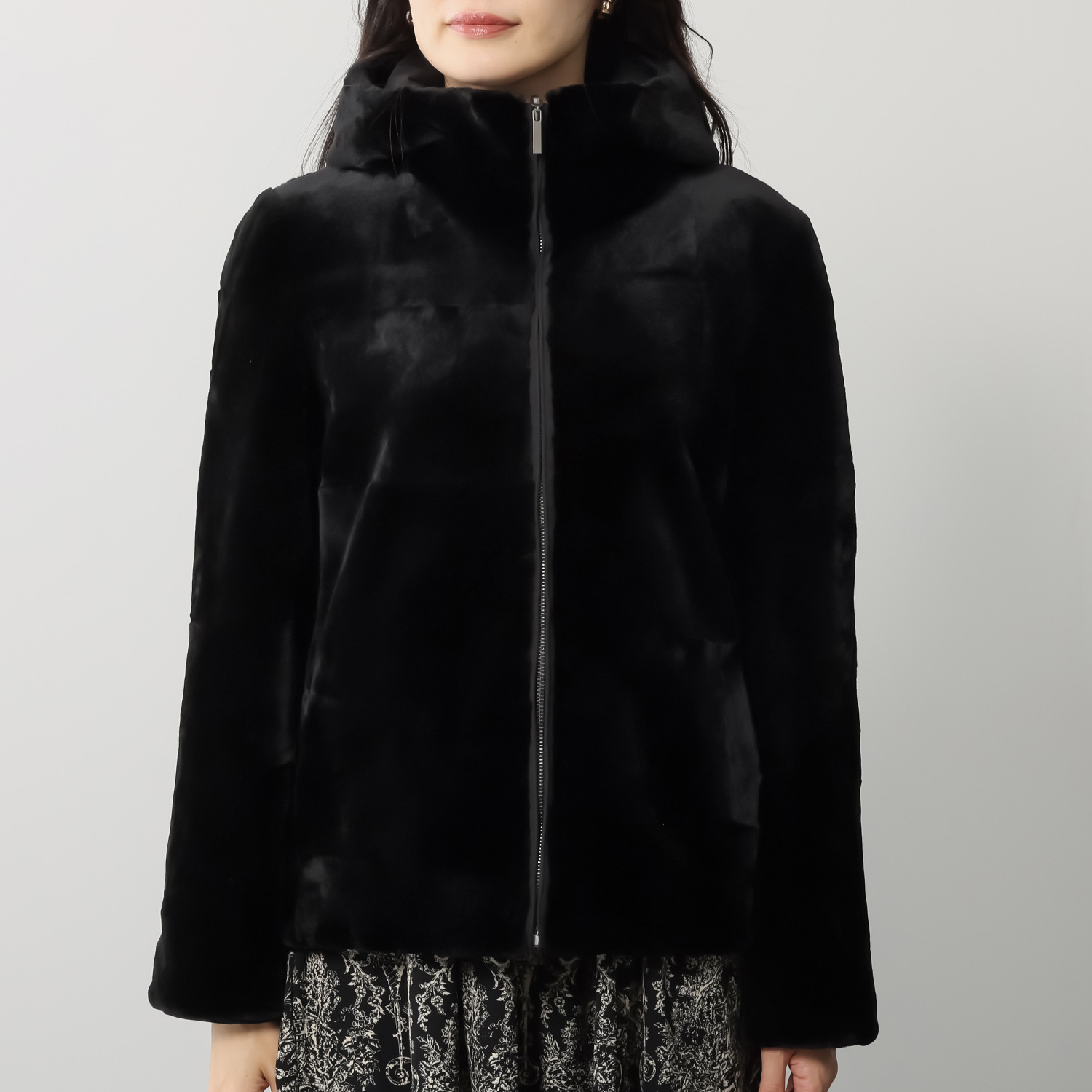 シェアードミンク リバーシブル フーディージャケット