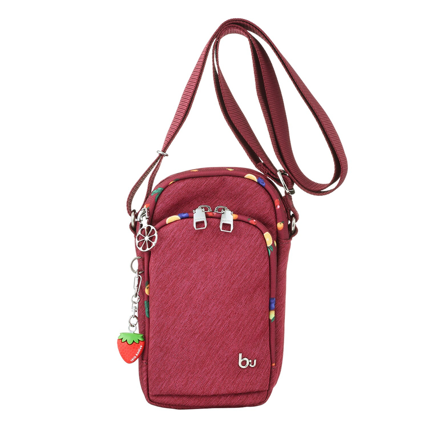 ビサイユ ショップチャンネル デビュー１０周年記念 トロピカルフルーツ はっ水スマホポシェット ＜イチゴチャーム付＞