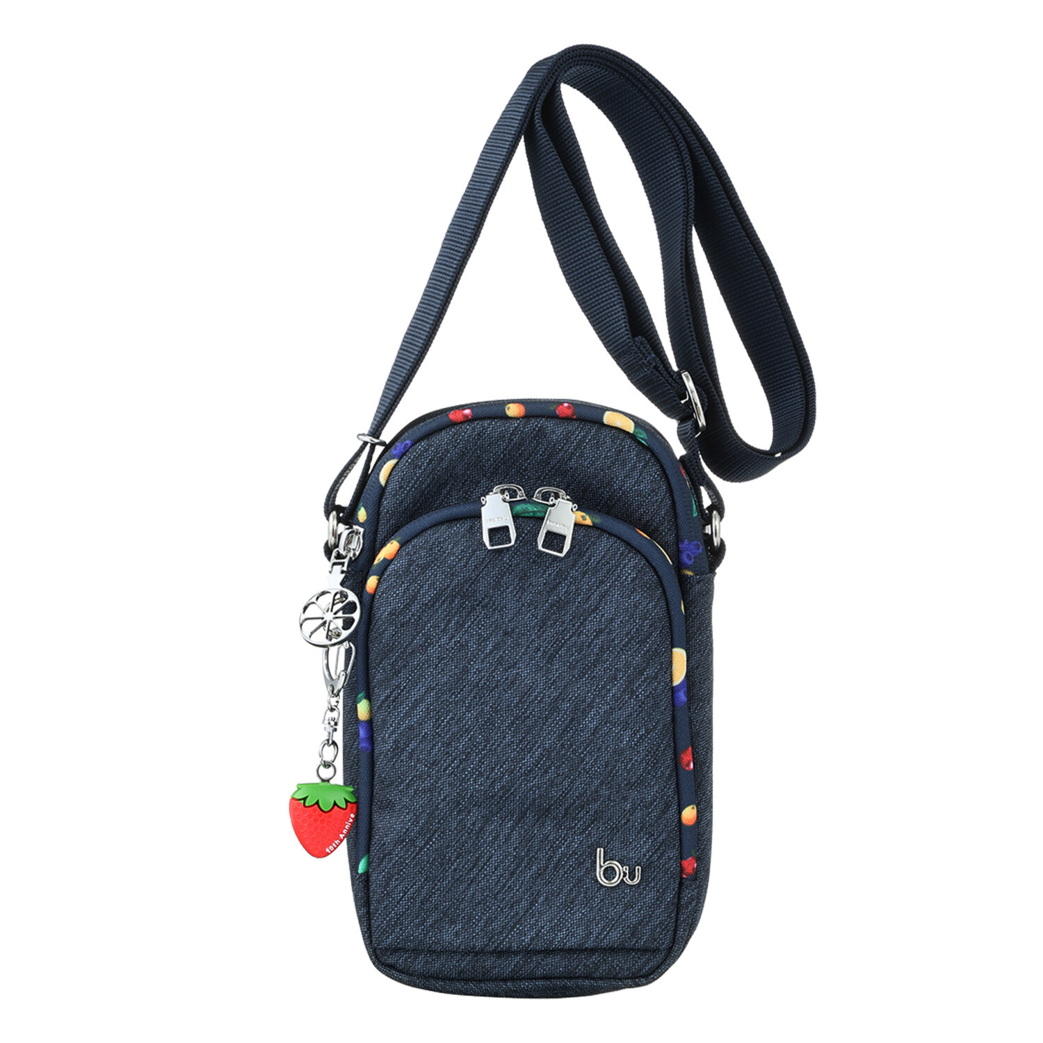 ビサイユ ショップチャンネル デビュー１０周年記念 トロピカルフルーツ はっ水スマホポシェット ＜イチゴチャーム付＞