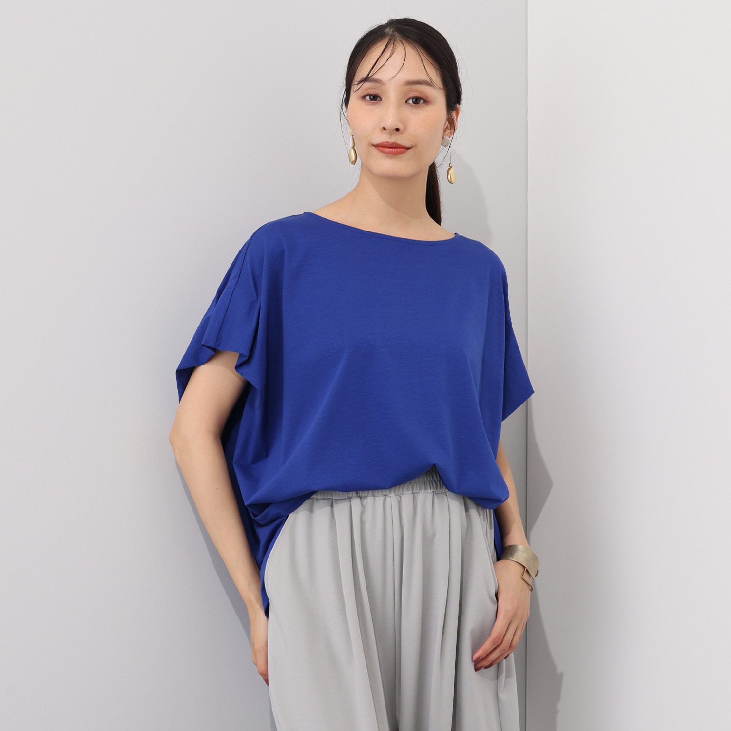 アンブリエ 接触冷感 ドルマンスリーブ コクーンプルオーバー