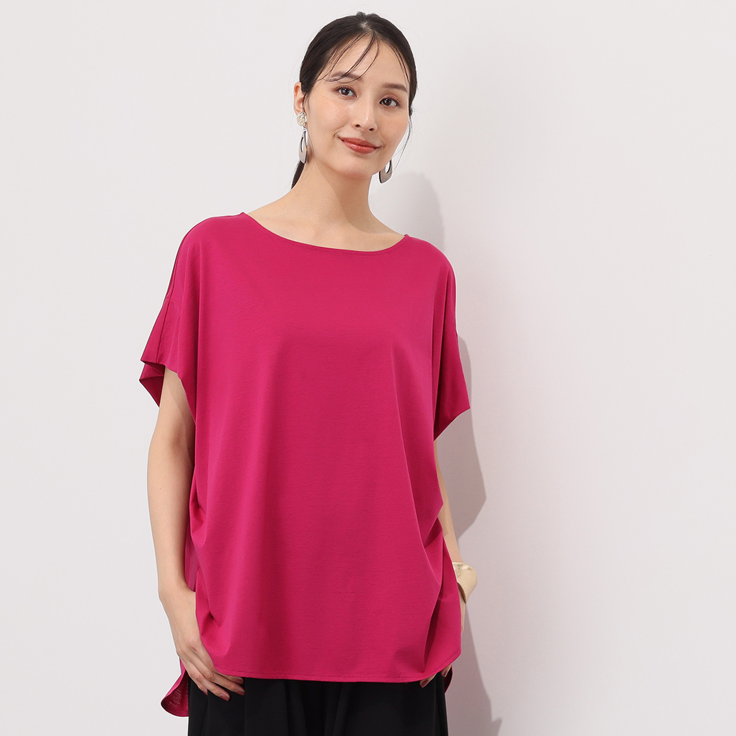 アンブリエ 接触冷感 ドルマンスリーブ コクーンプルオーバー