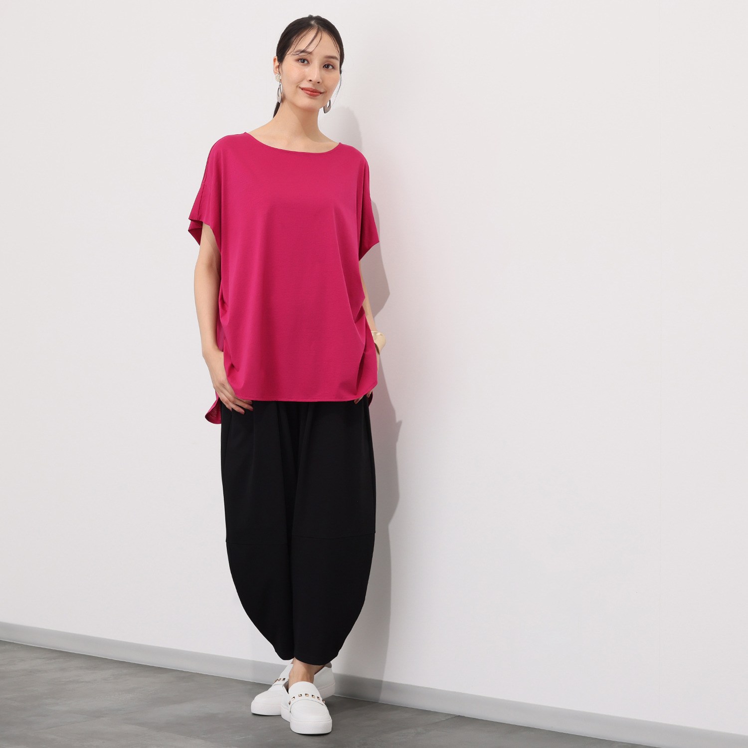 アンブリエ 接触冷感 ドルマンスリーブ コクーンプルオーバー