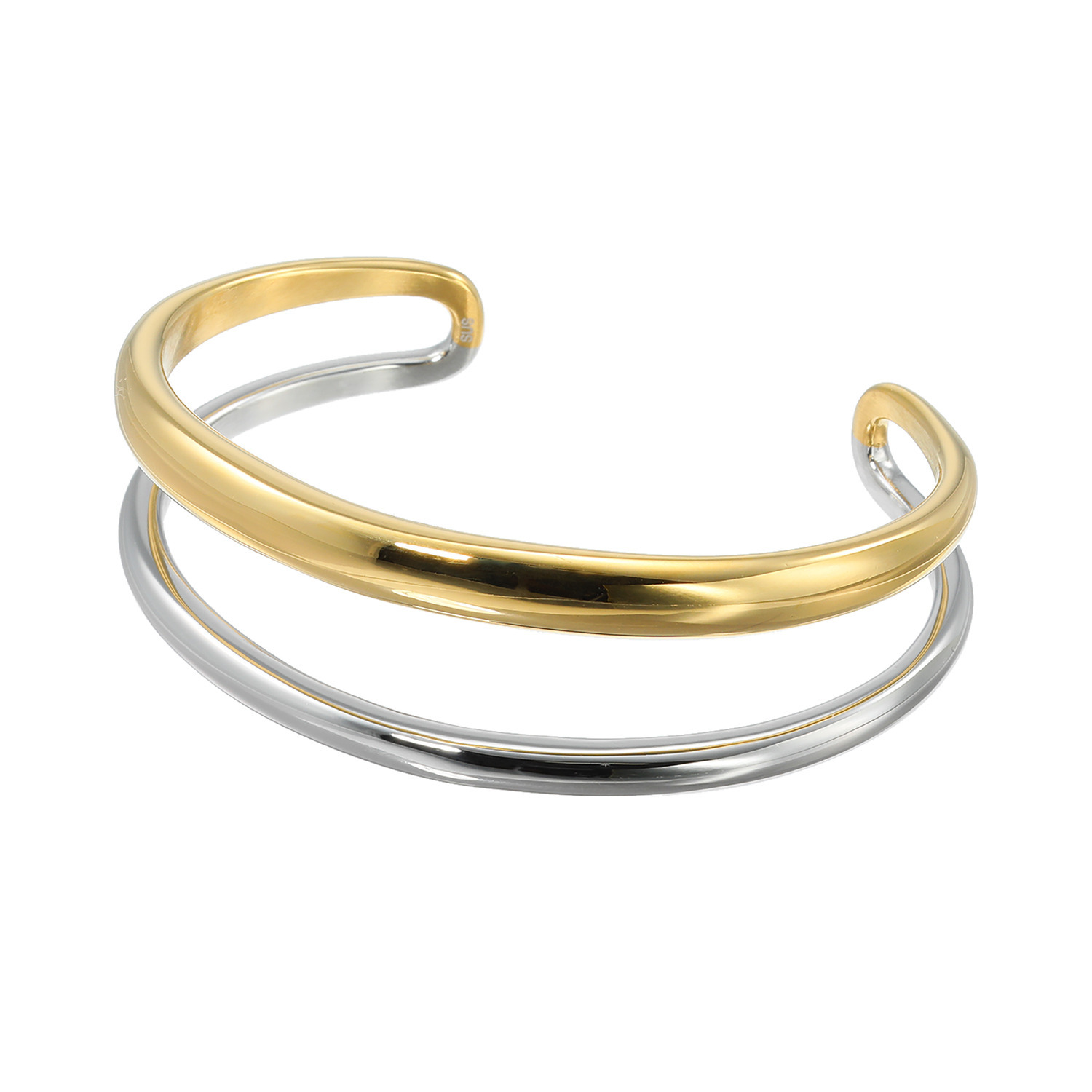 ラフィナリスタ サージカルステンレス ツートーン ダブルラインバングル