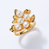 オルウィズ シルバー ベビー淡水パール フラワーモティーフ リング