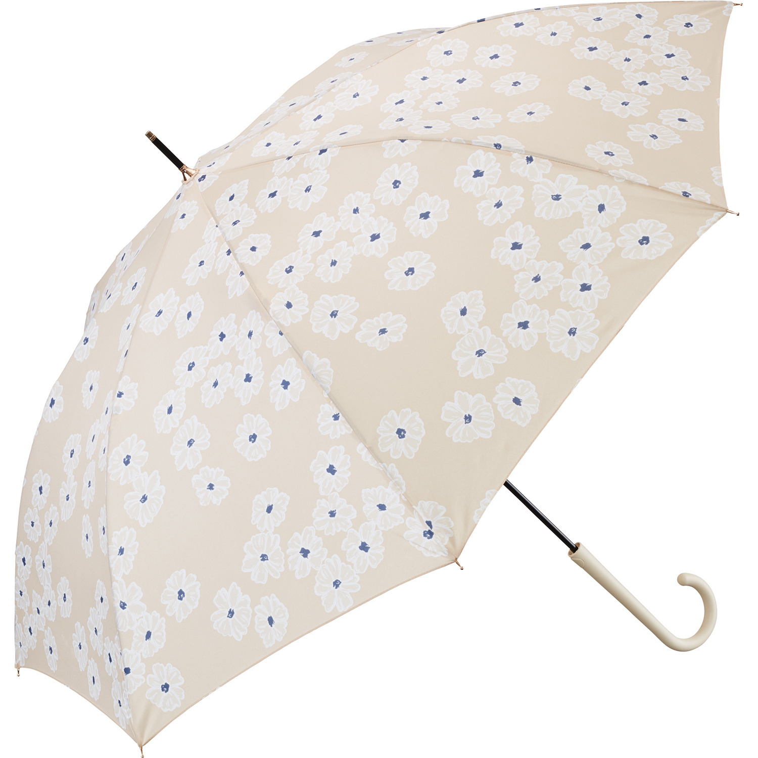 ウォーターフロント “ソフトジャンプ” スライドスリム マーガレット柄長傘