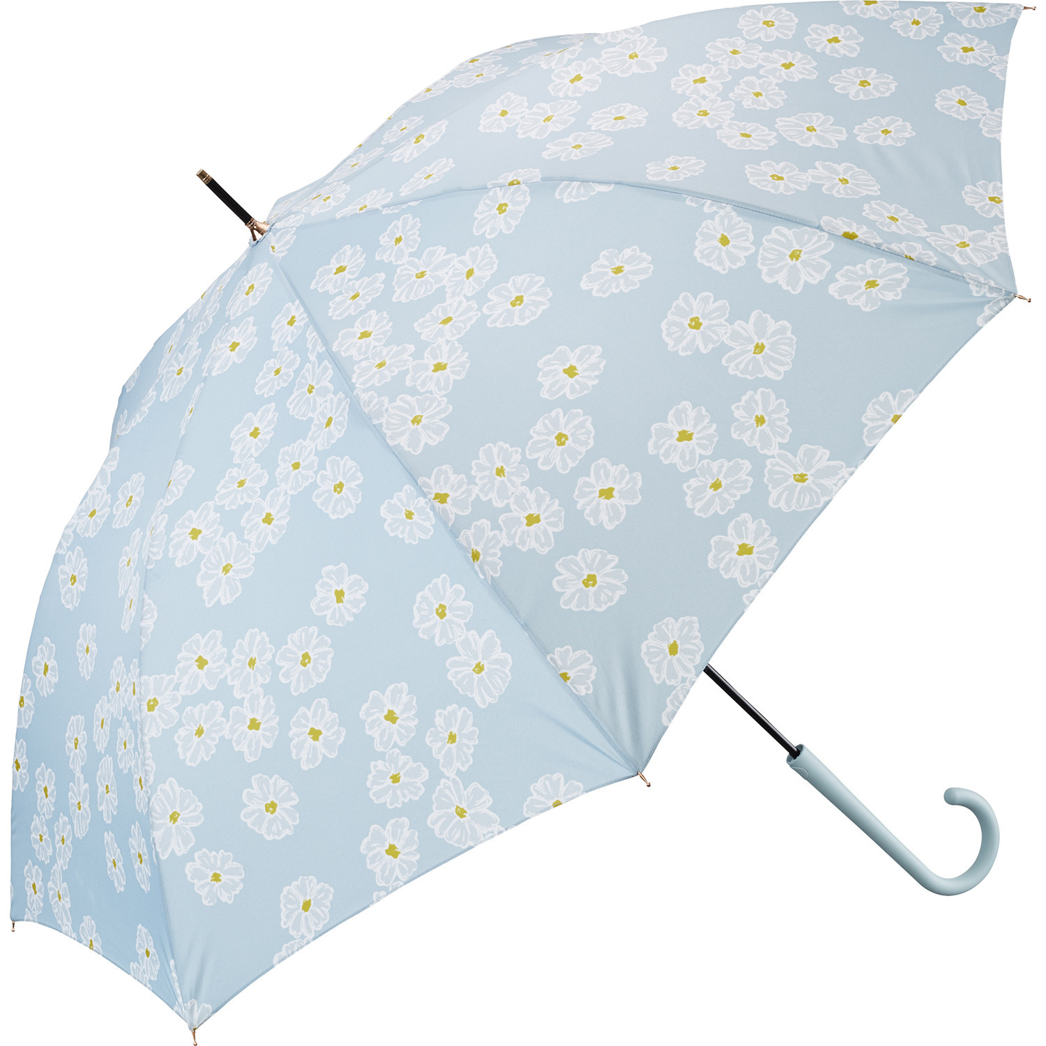 ウォーターフロント “ソフトジャンプ” スライドスリム マーガレット柄長傘