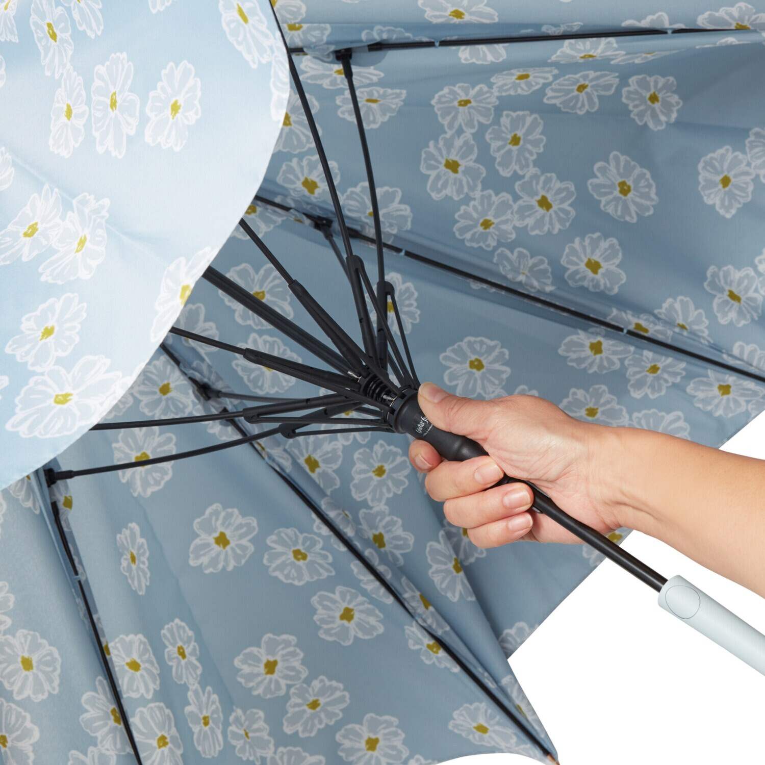 ウォーターフロント “ソフトジャンプ” スライドスリム マーガレット柄長傘