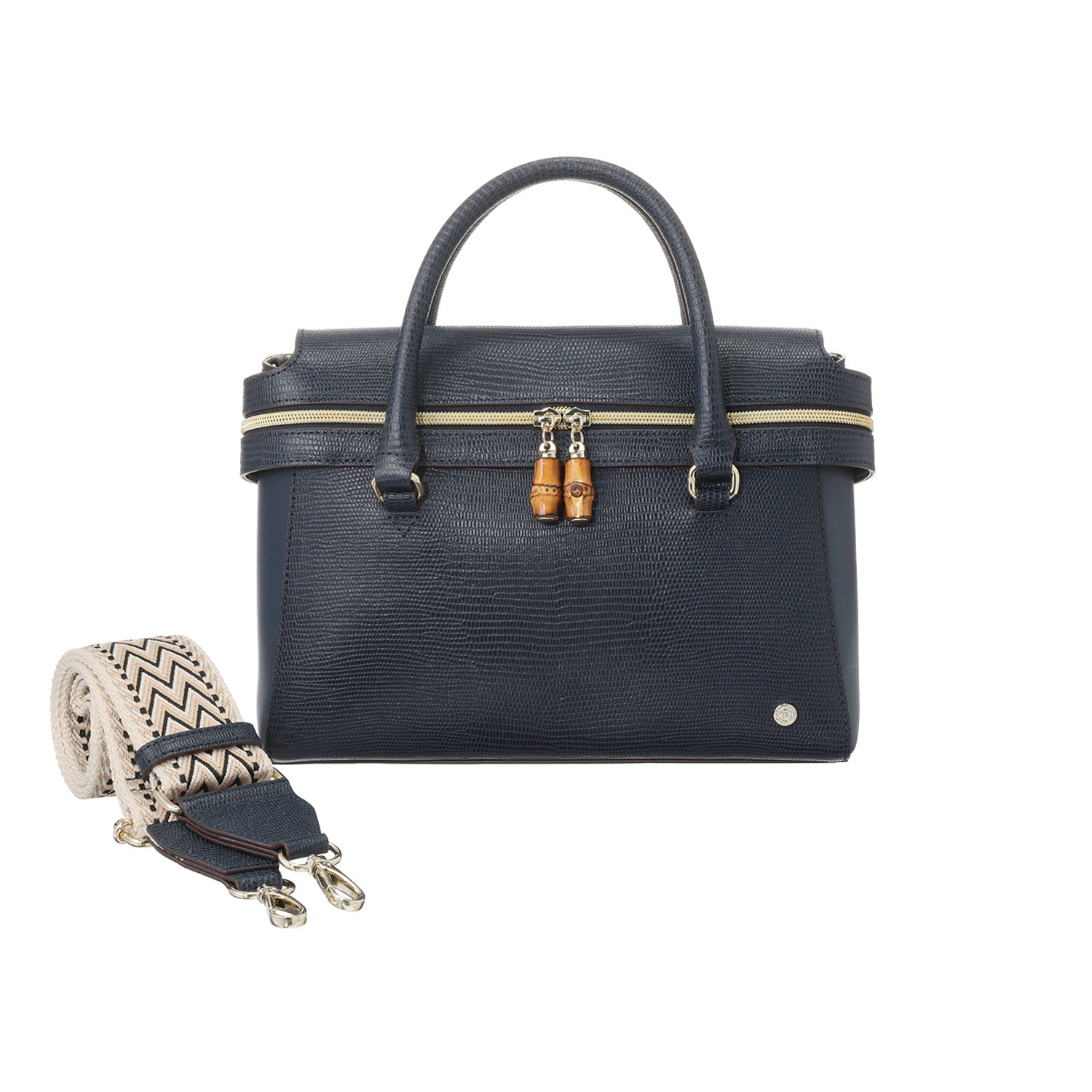 モーダプリンチペ はっ水 リザード型押しレザー ２ウェイショルダーバッグ