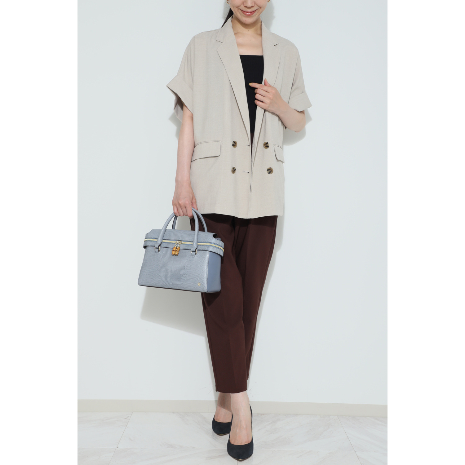 モーダプリンチペ はっ水 リザード型押しレザー ２ウェイショルダーバッグ