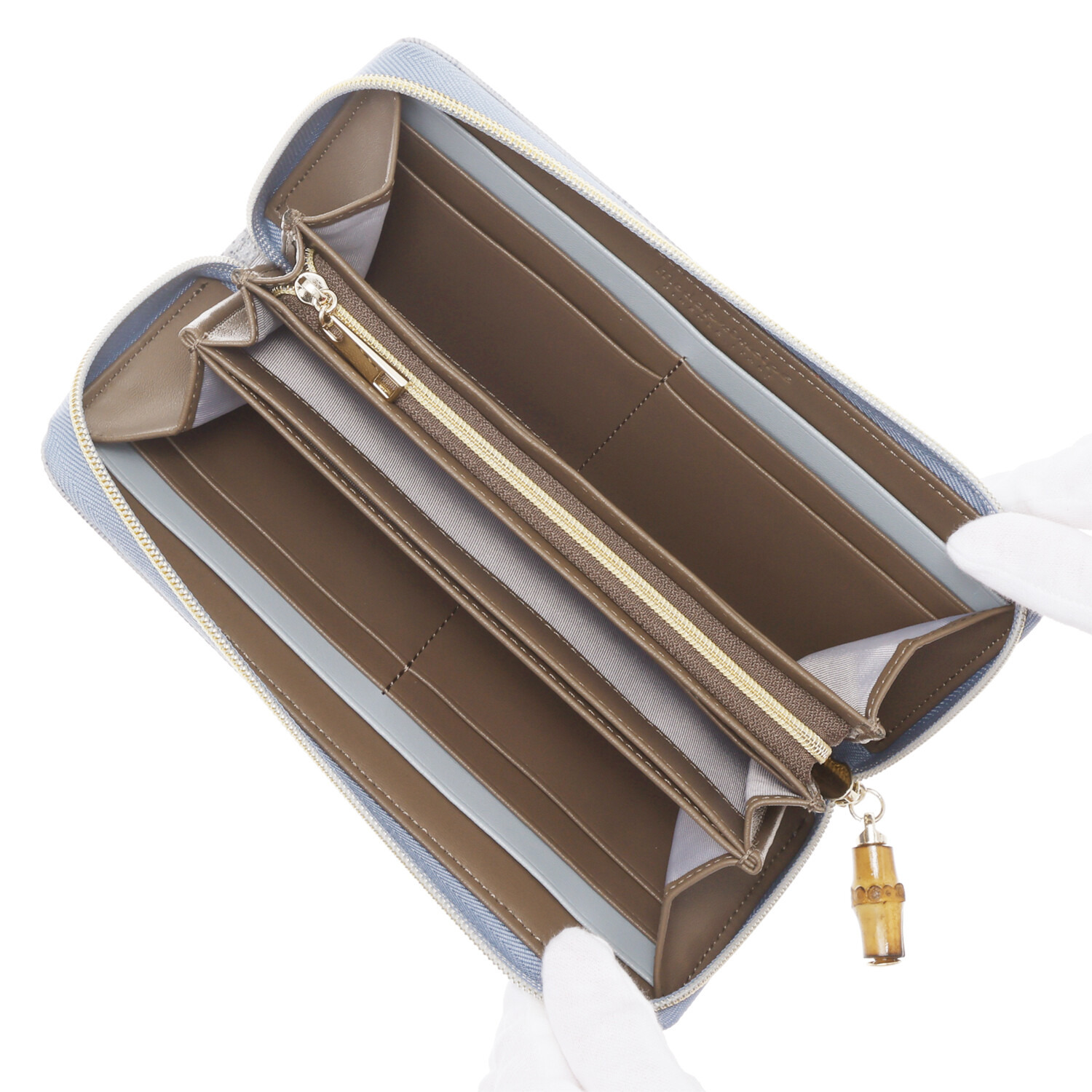 モーダプリンチペ はっ水 リザード型押しレザー バンブー引き手長財布