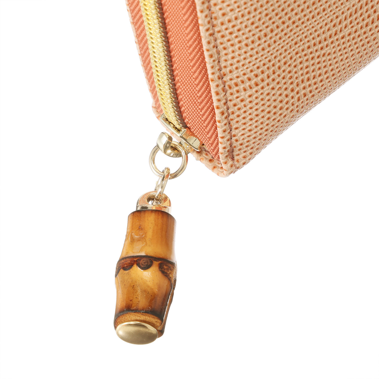 モーダプリンチペ はっ水 リザード型押しレザー バンブー引き手長財布