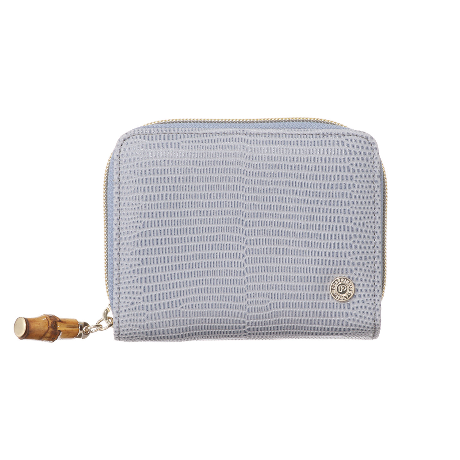 モーダプリンチペ はっ水 リザード型押しレザー バンブー引き手 二つ折り財布