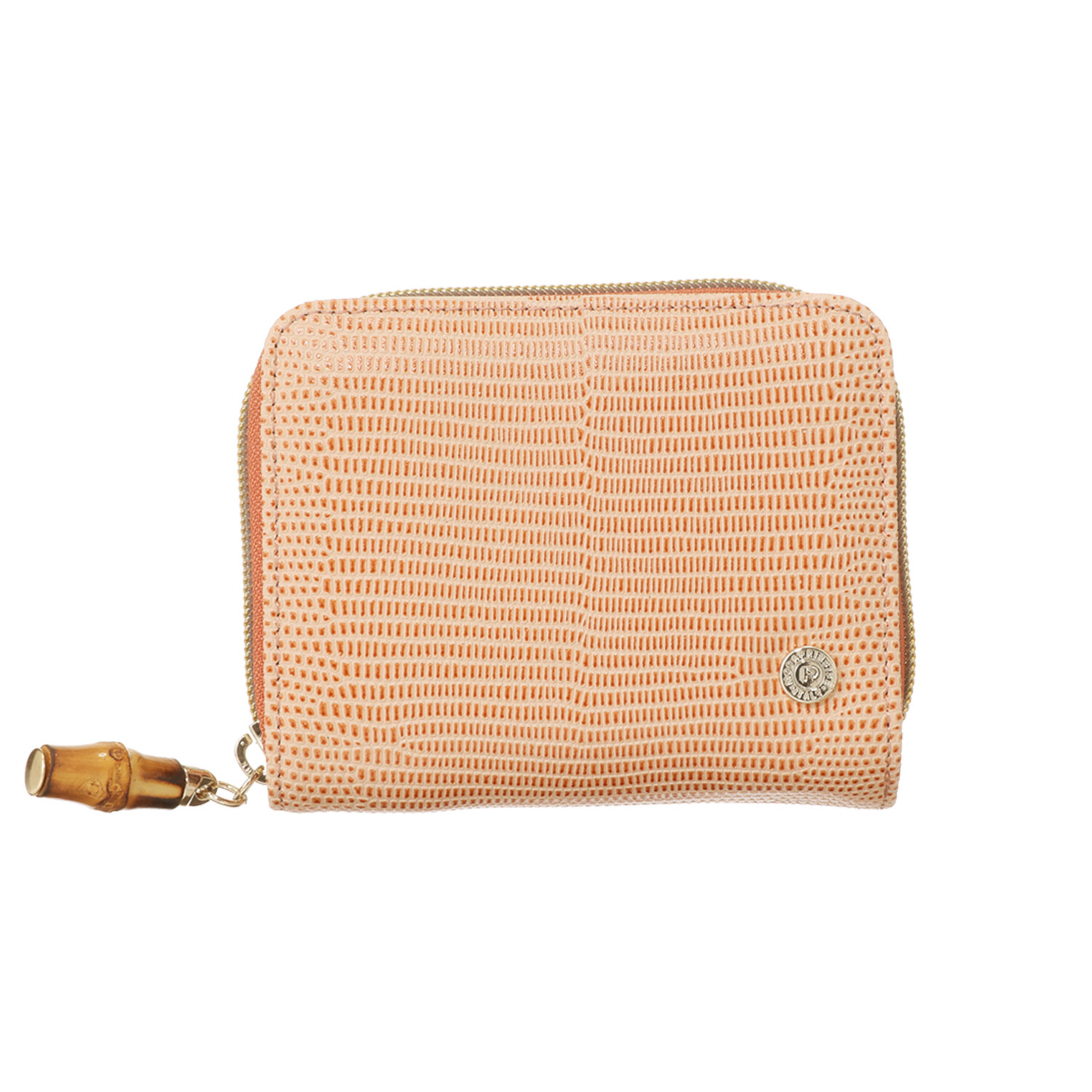 モーダプリンチペ はっ水 リザード型押しレザー バンブー引き手 二つ折り財布