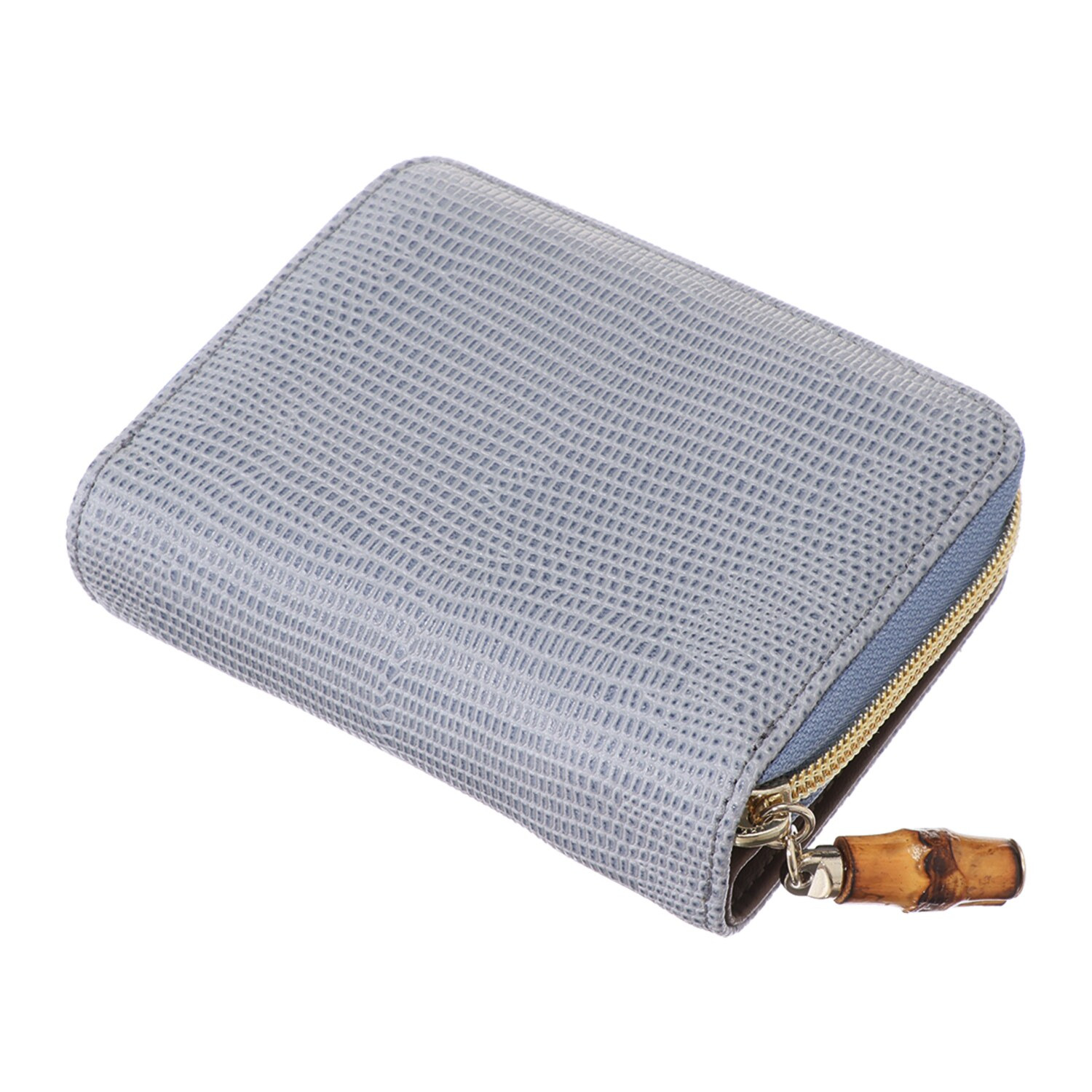 モーダプリンチペ はっ水 リザード型押しレザー バンブー引き手 二つ折り財布