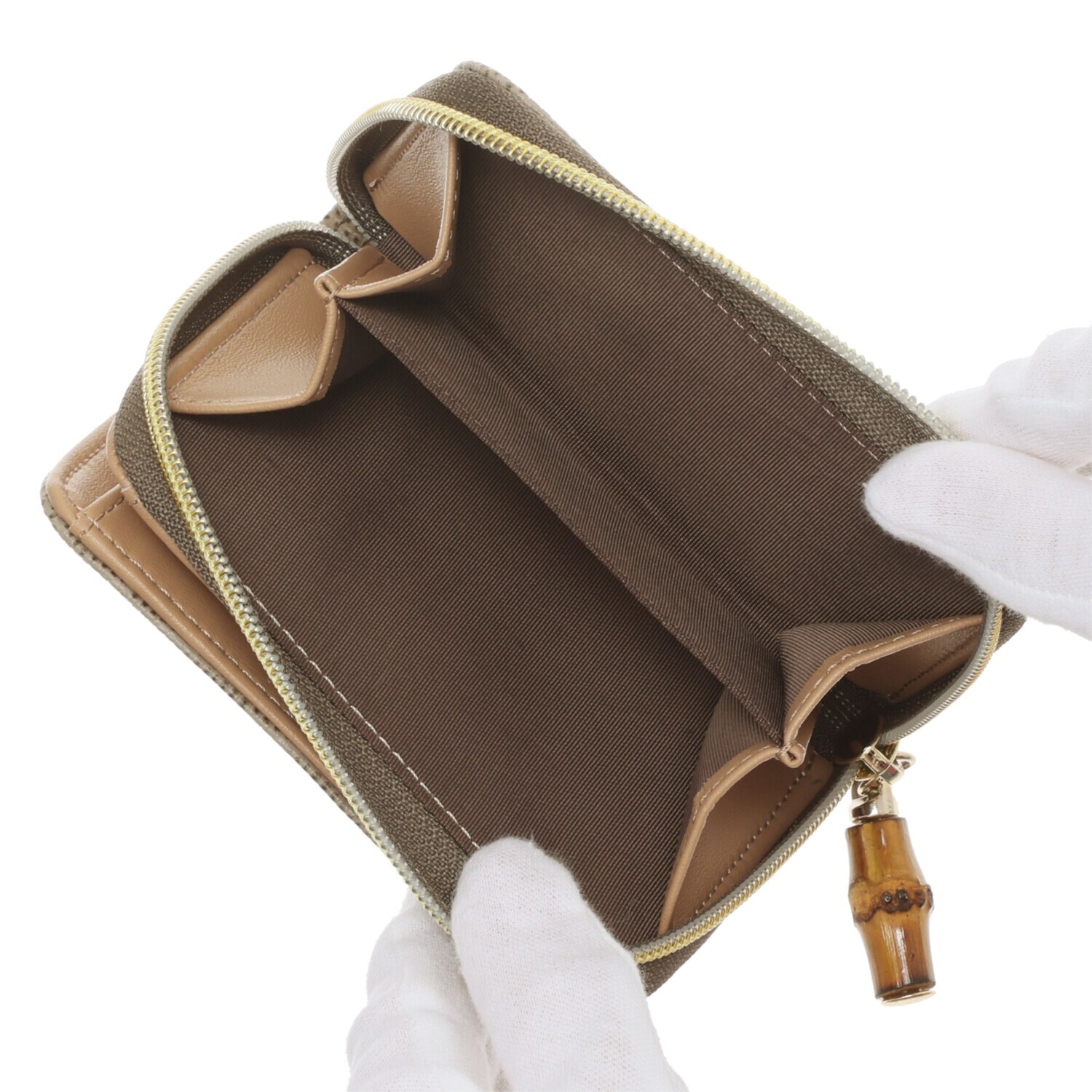 モーダプリンチペ はっ水 リザード型押しレザー バンブー引き手 二つ折り財布