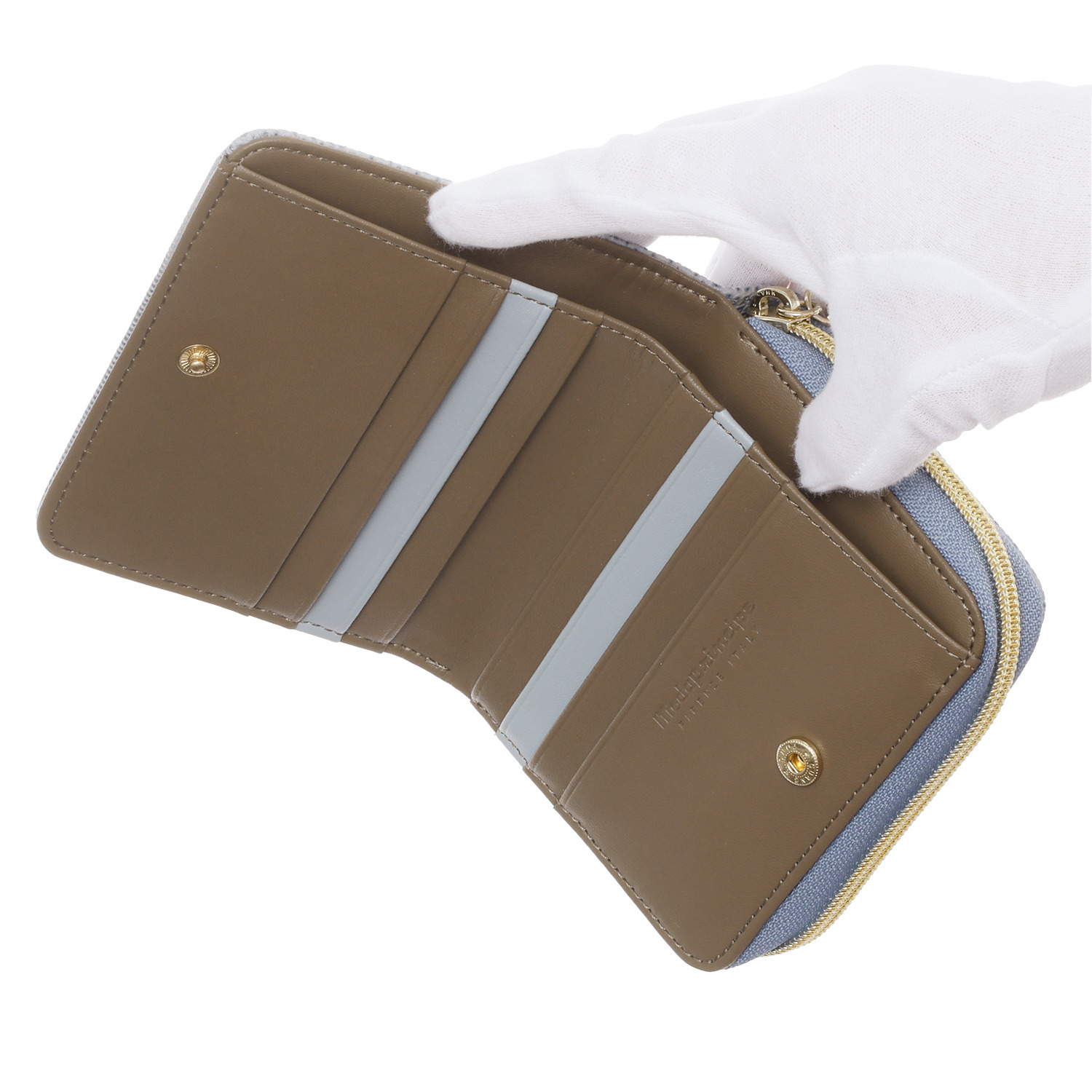 モーダプリンチペ はっ水 リザード型押しレザー バンブー引き手 二つ折り財布