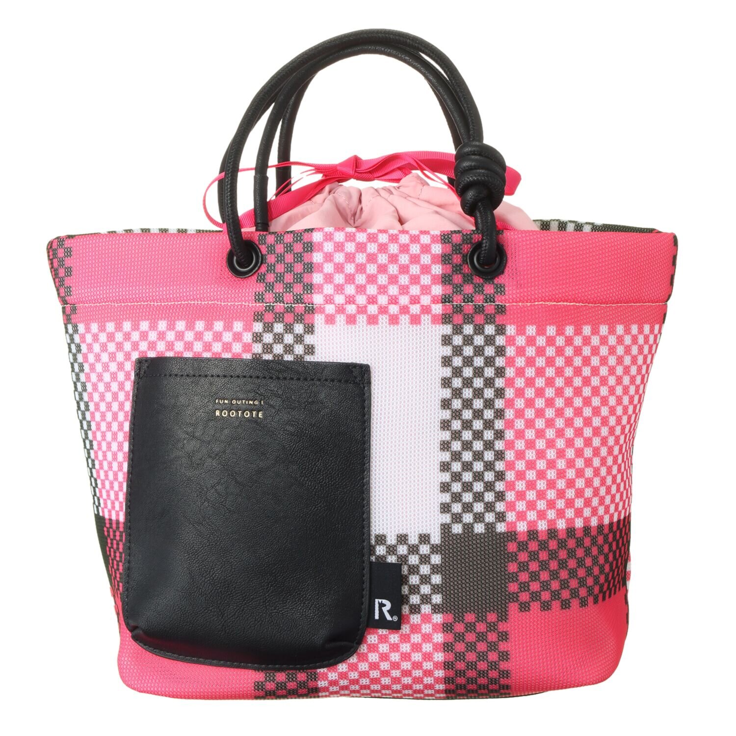 ルートート 夏こそトート！ サラッとフワッと軽やかに 巾着付トートバッグ “デリ・ ウエッファチェック”