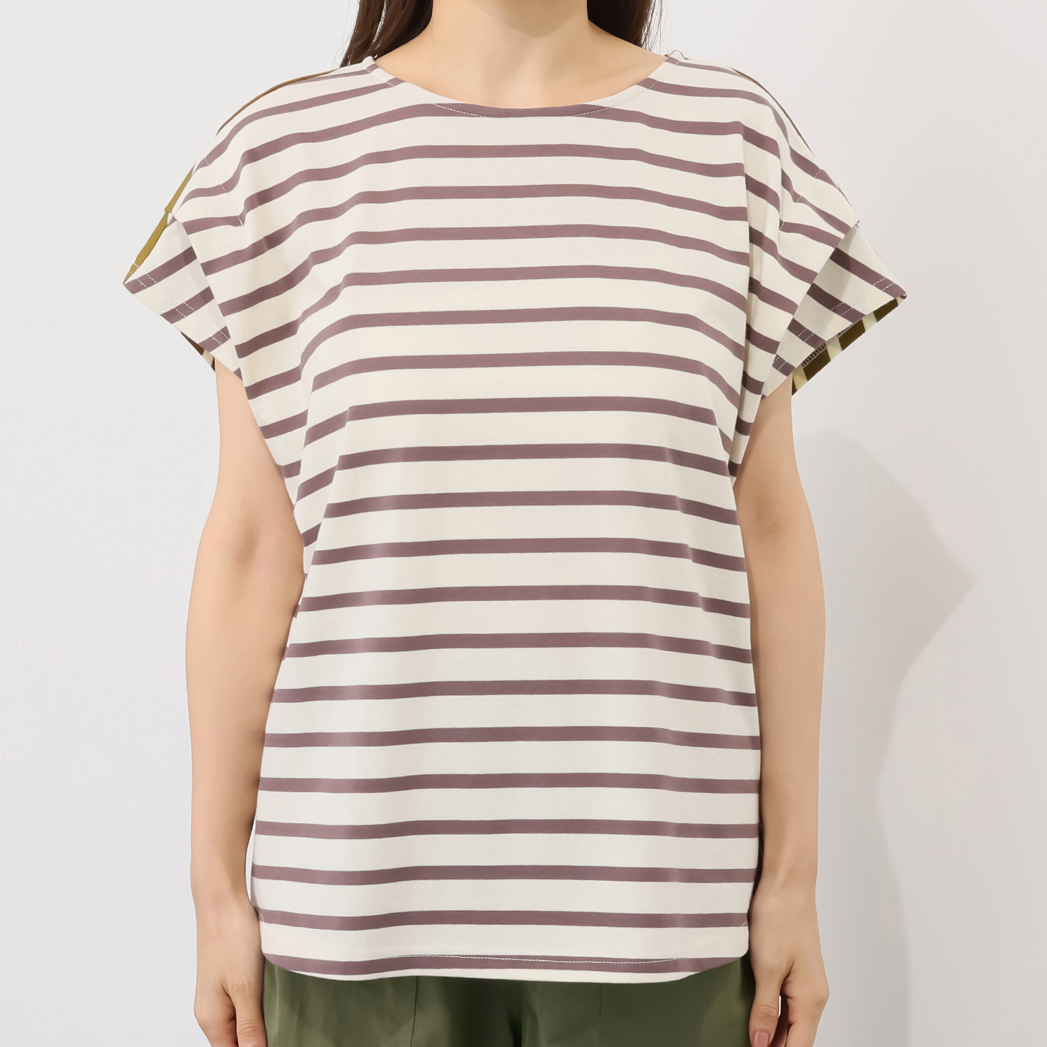 エムズ　スタイル コットンスムース 前後配色デザイン 大人ボーダープルオーバー