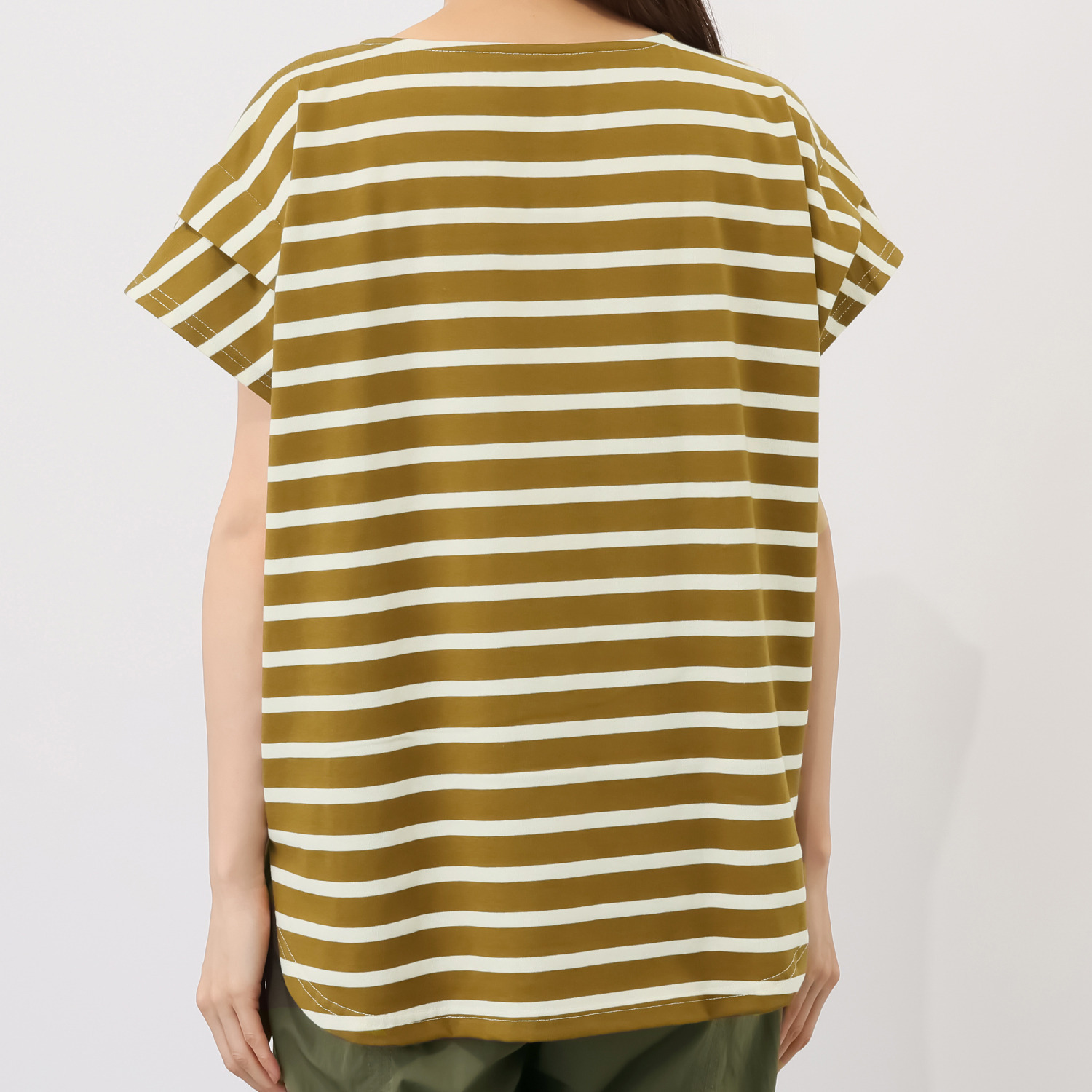 エムズ　スタイル コットンスムース 前後配色デザイン 大人ボーダープルオーバー