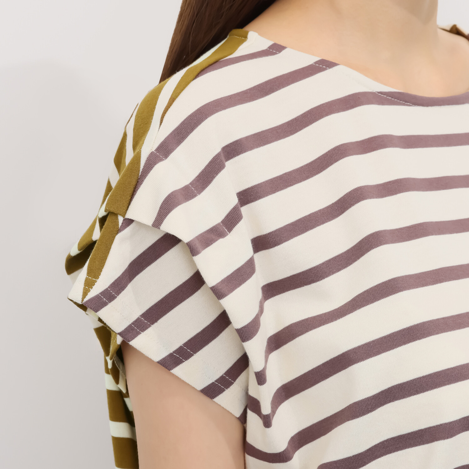 エムズ　スタイル コットンスムース 前後配色デザイン 大人ボーダープルオーバー