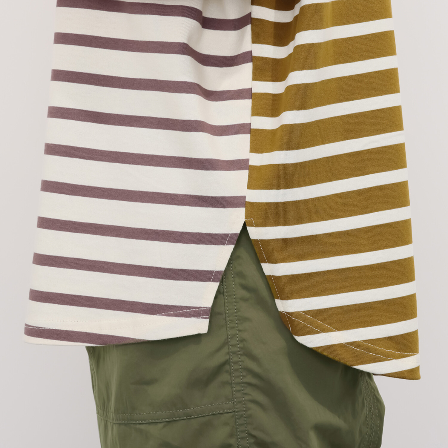 エムズ　スタイル コットンスムース 前後配色デザイン 大人ボーダープルオーバー