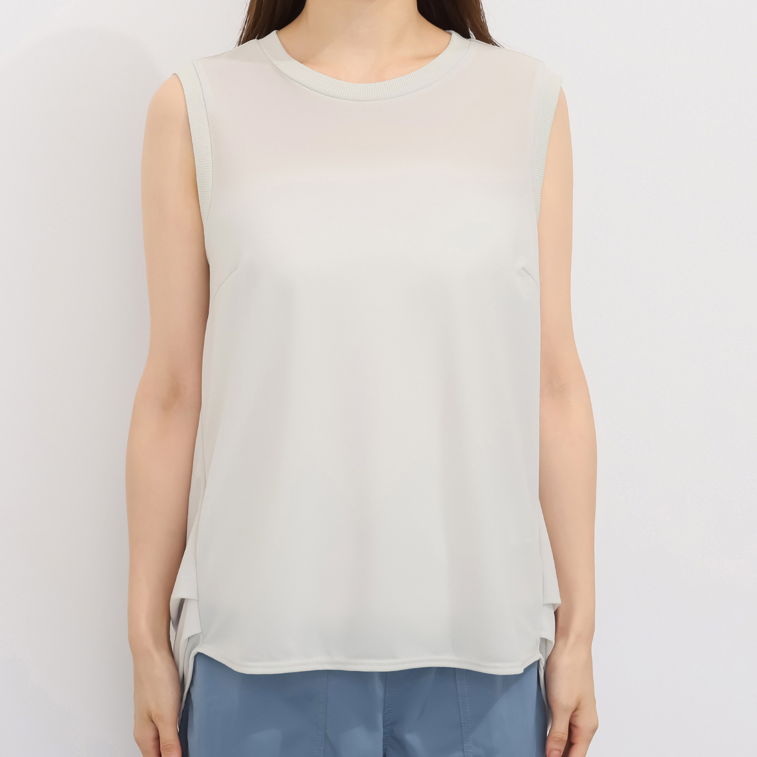 エムズ　スタイル クリンプスムースエアー シアーノースリーブ プルオーバー