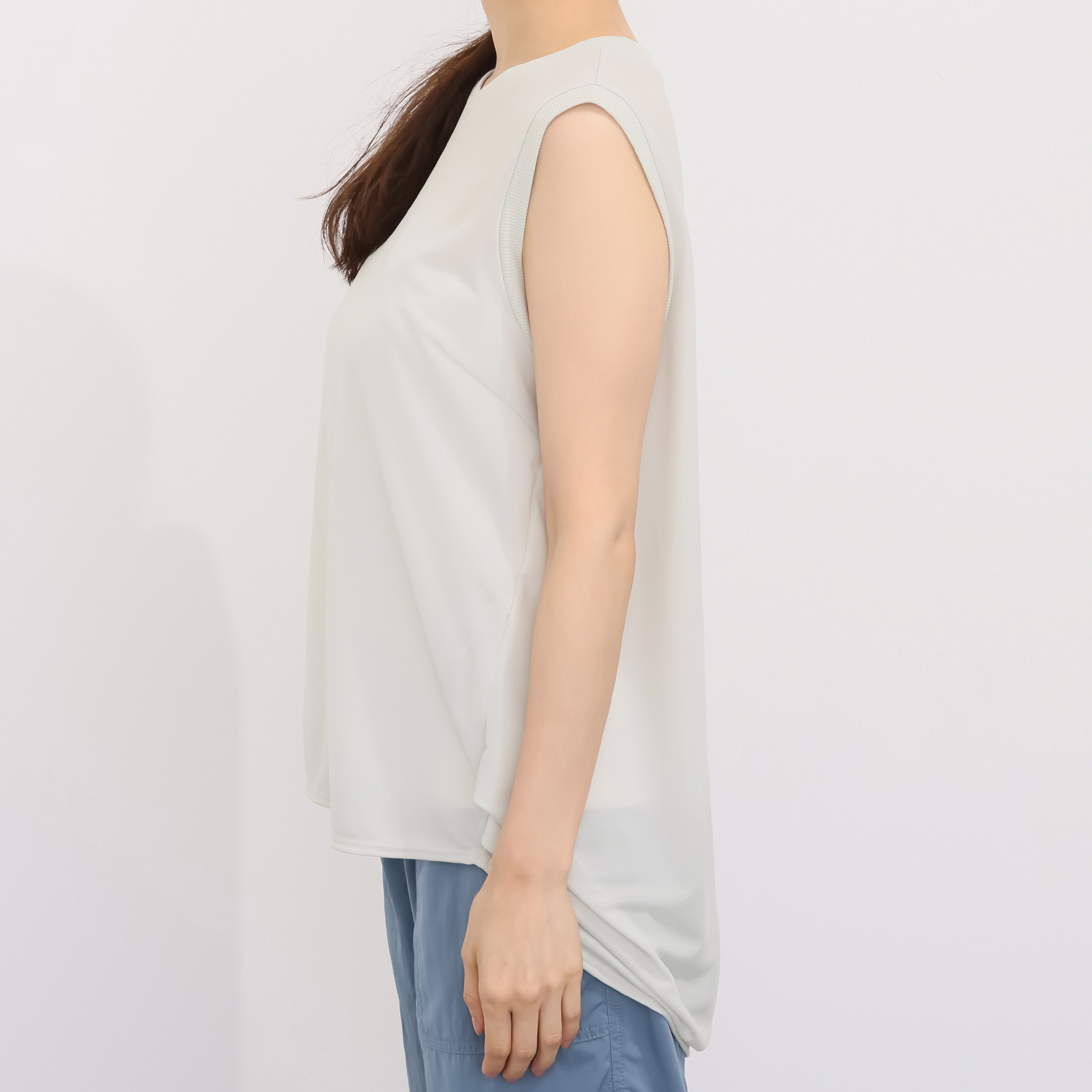 エムズ　スタイル クリンプスムースエアー シアーノースリーブ プルオーバー