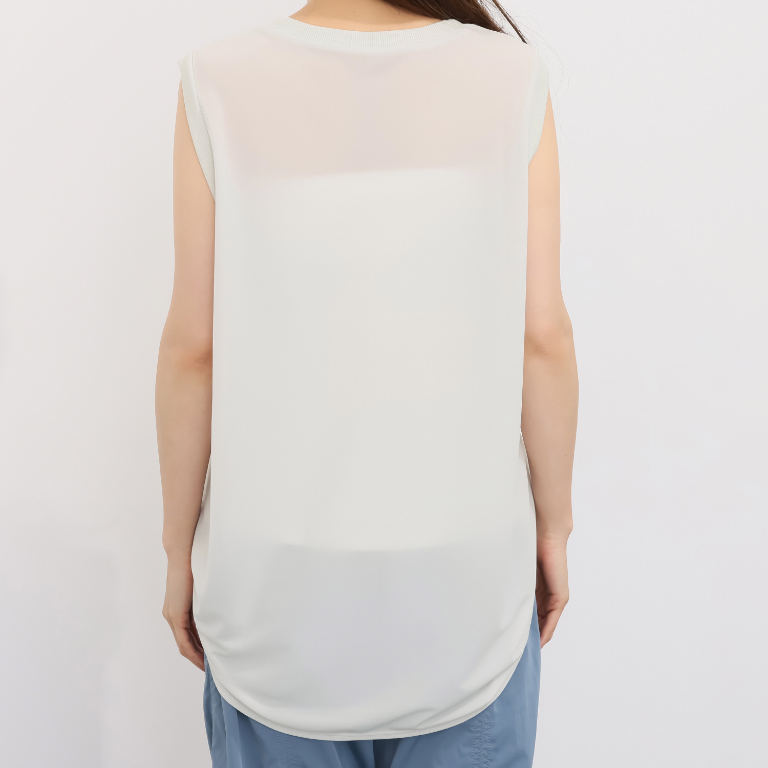 エムズ　スタイル クリンプスムースエアー シアーノースリーブ プルオーバー