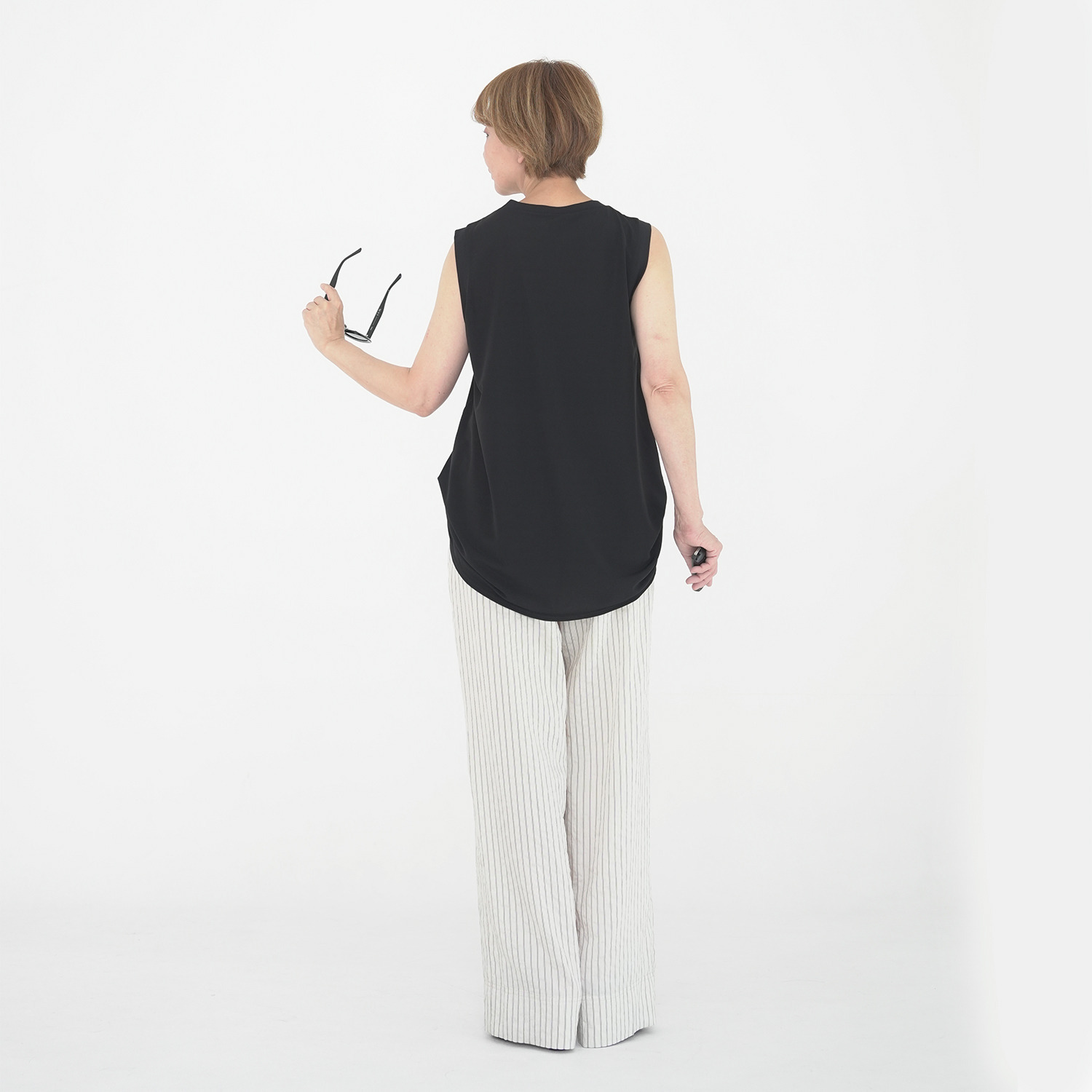 エムズ　スタイル クリンプスムースエアー シアーノースリーブ プルオーバー