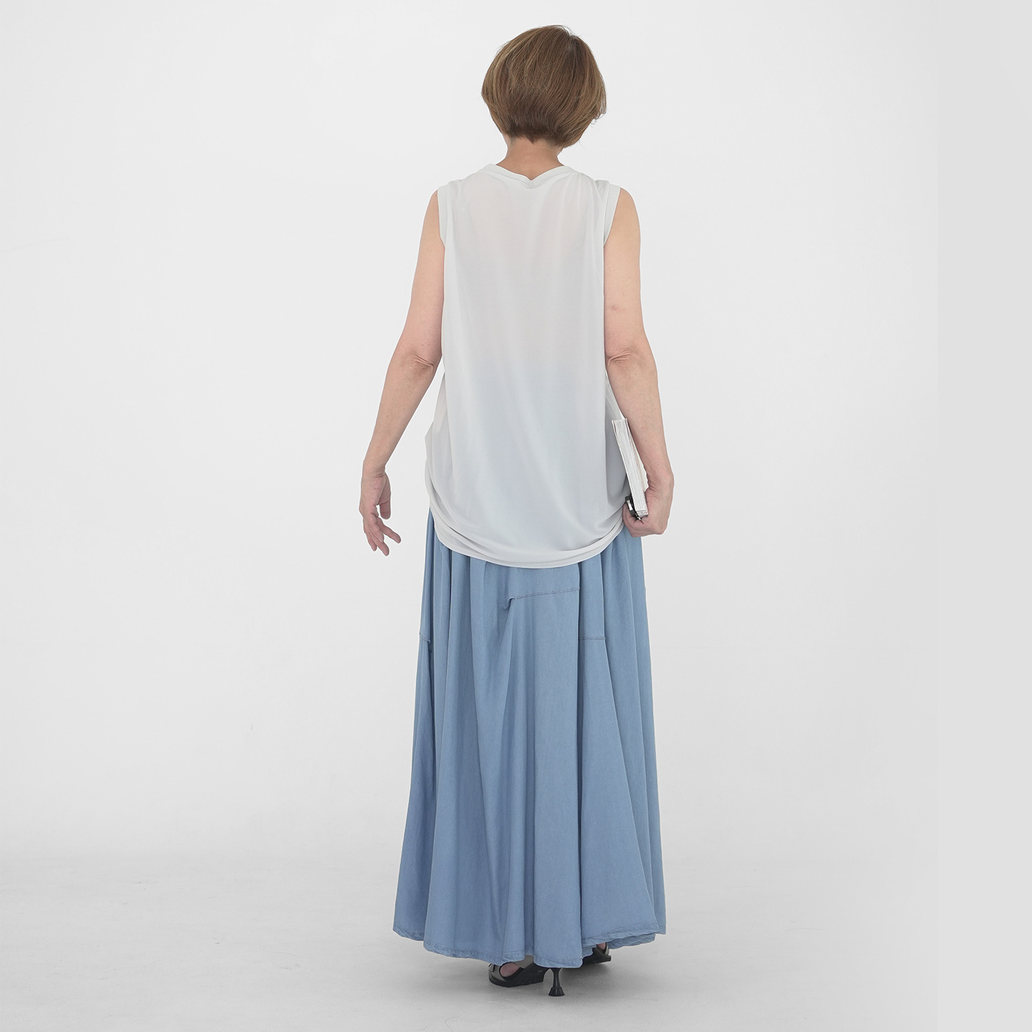 エムズ　スタイル クリンプスムースエアー シアーノースリーブ プルオーバー