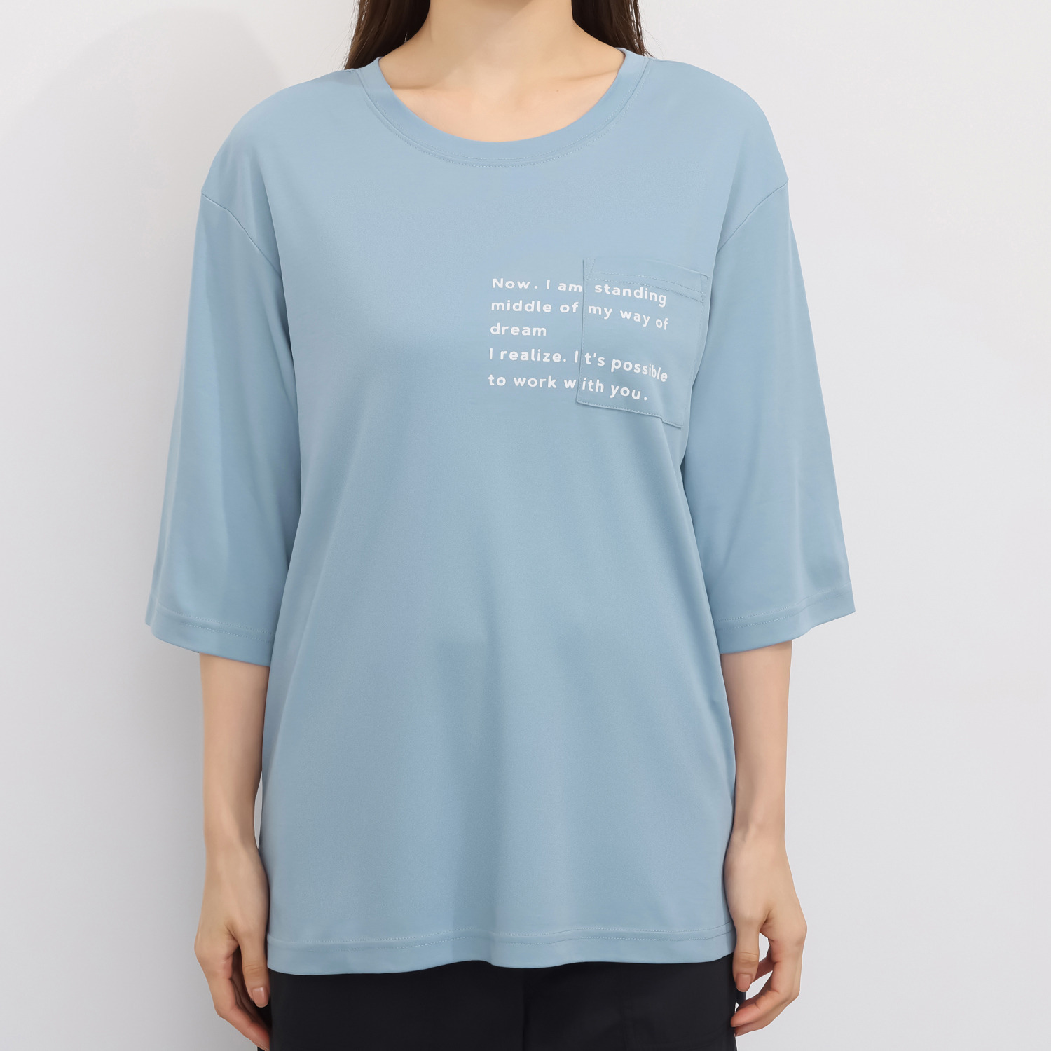 エムズ　スタイル コットンスムース ミニロゴプリント ポケット付プルオーバー