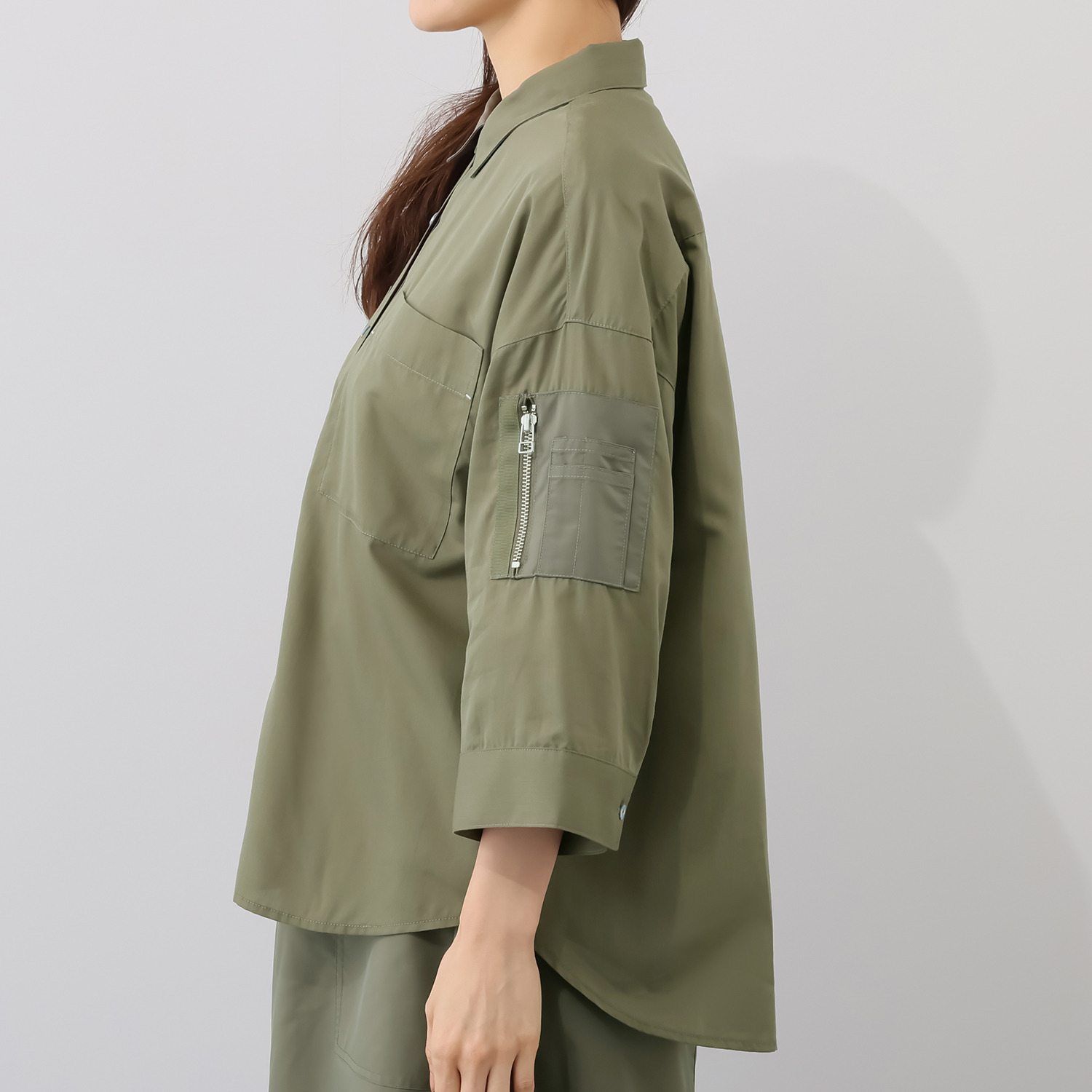 エムズ　スタイル コットン混 ミリタリーポケット付 デザインシャツ