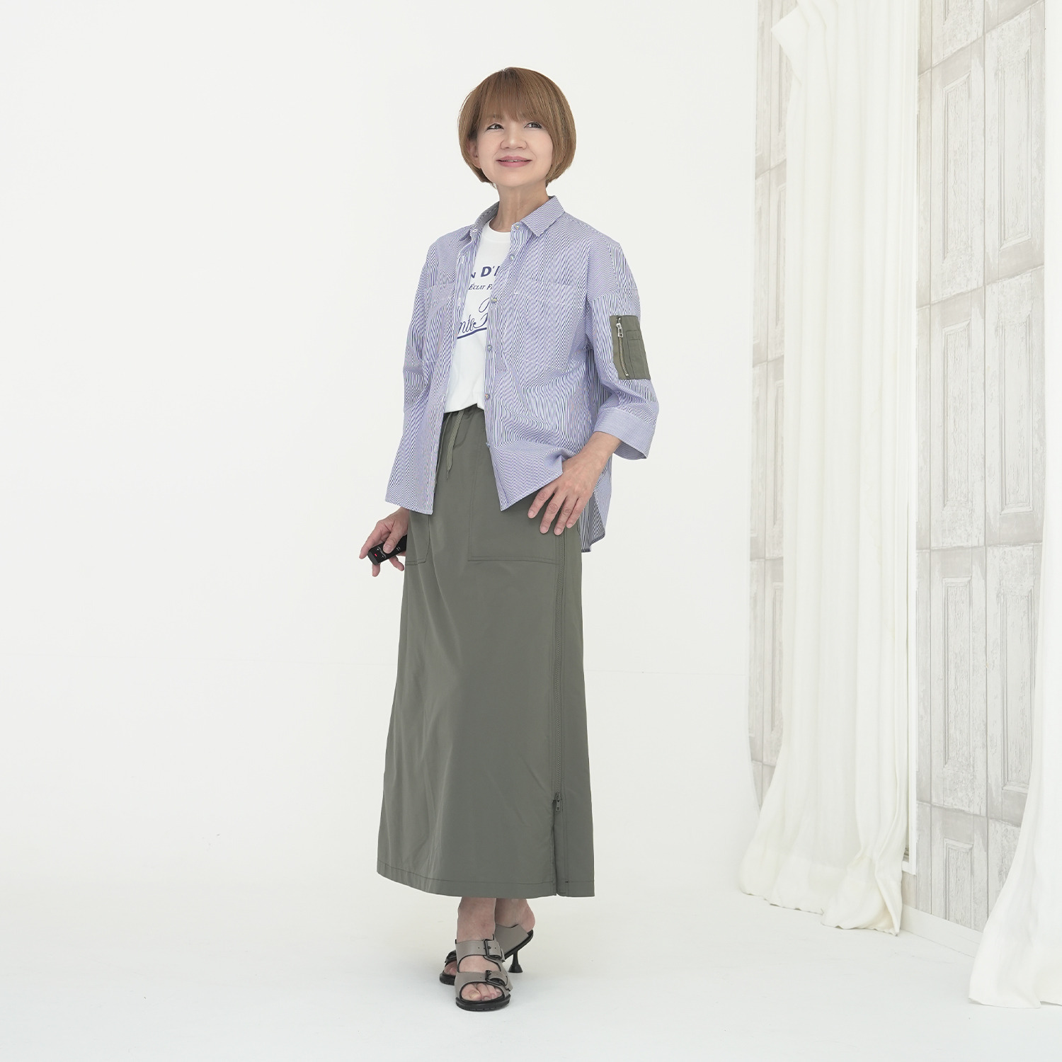 エムズ　スタイル シルエットアレンジ 自由自在 サイドファスナー デザインスカート