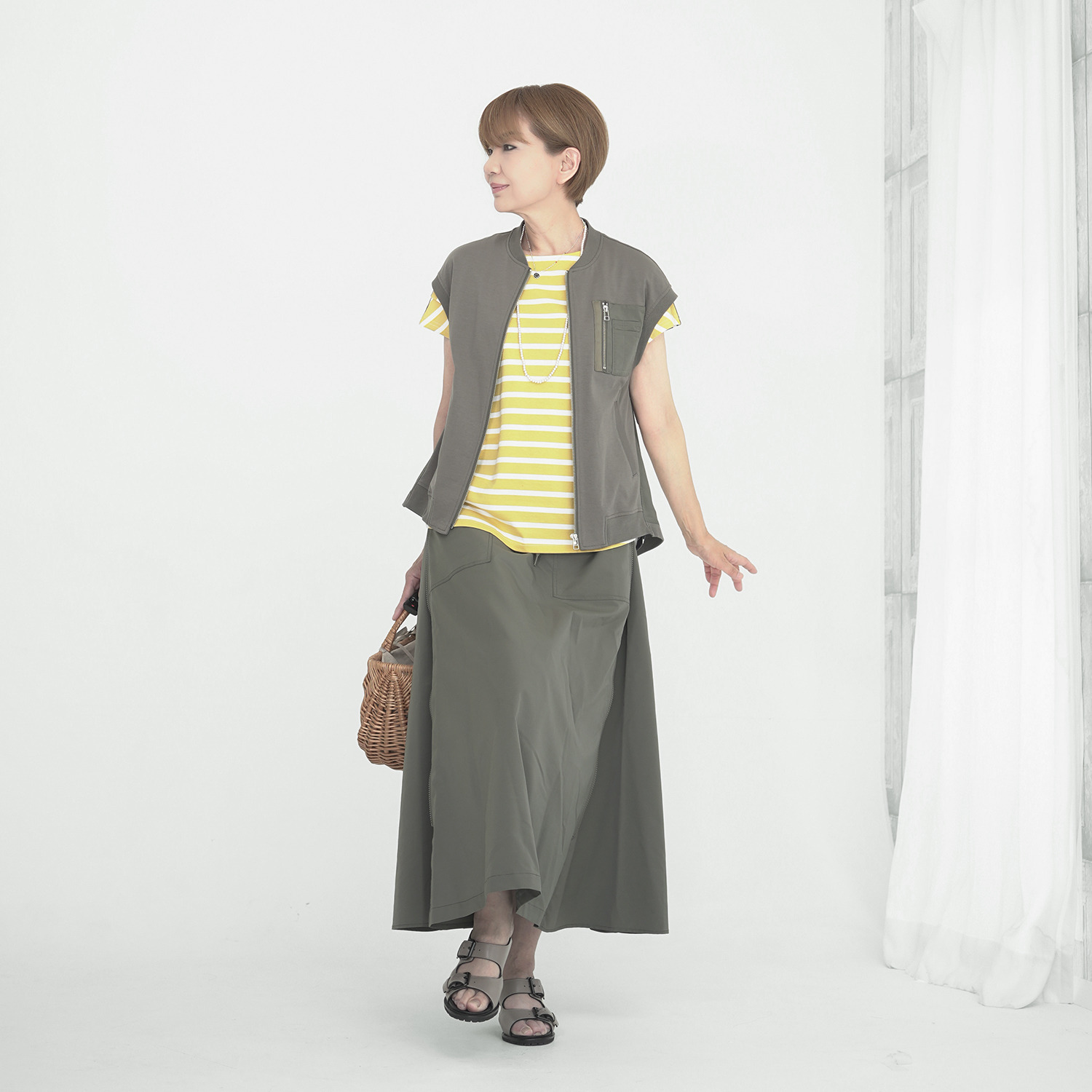 エムズ　スタイル シルエットアレンジ 自由自在 サイドファスナー デザインスカート