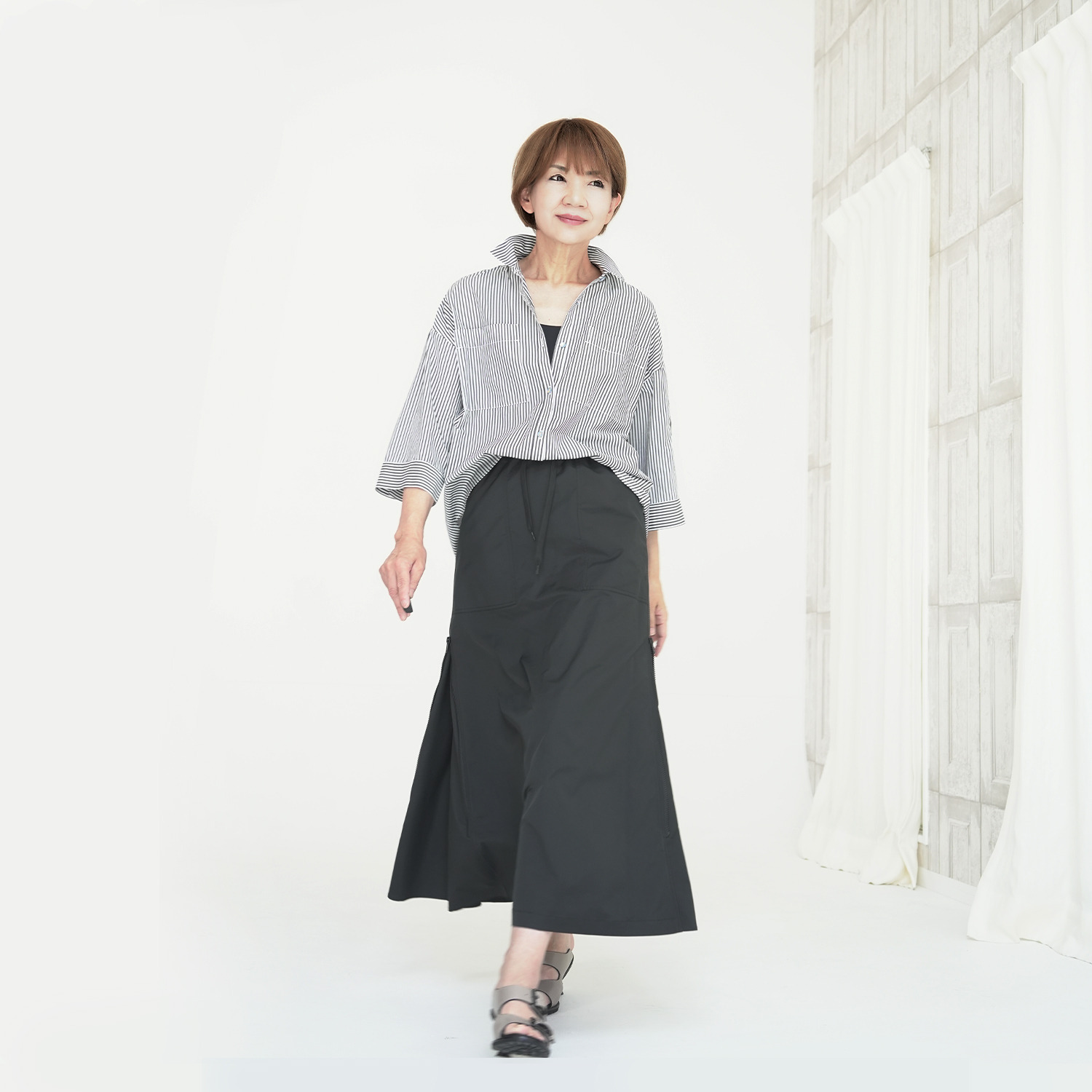 エムズ　スタイル シルエットアレンジ 自由自在 サイドファスナー デザインスカート