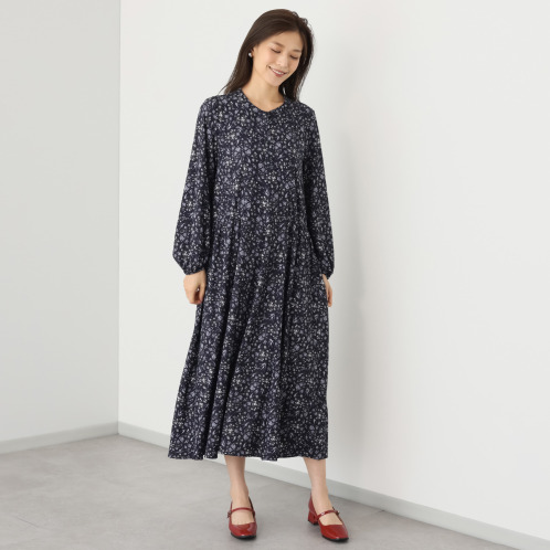 ルクオーレ　カットジョーゼット　３６０度ストレッチ　ドレープワンピース