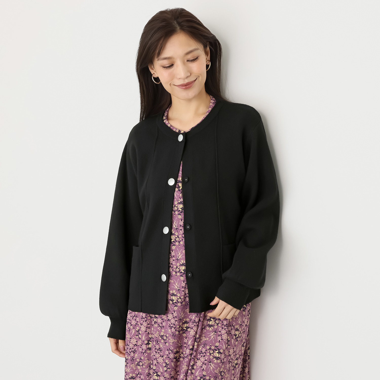 ルクオーレ ハーフミラノリブニット ジャケットカーディガン