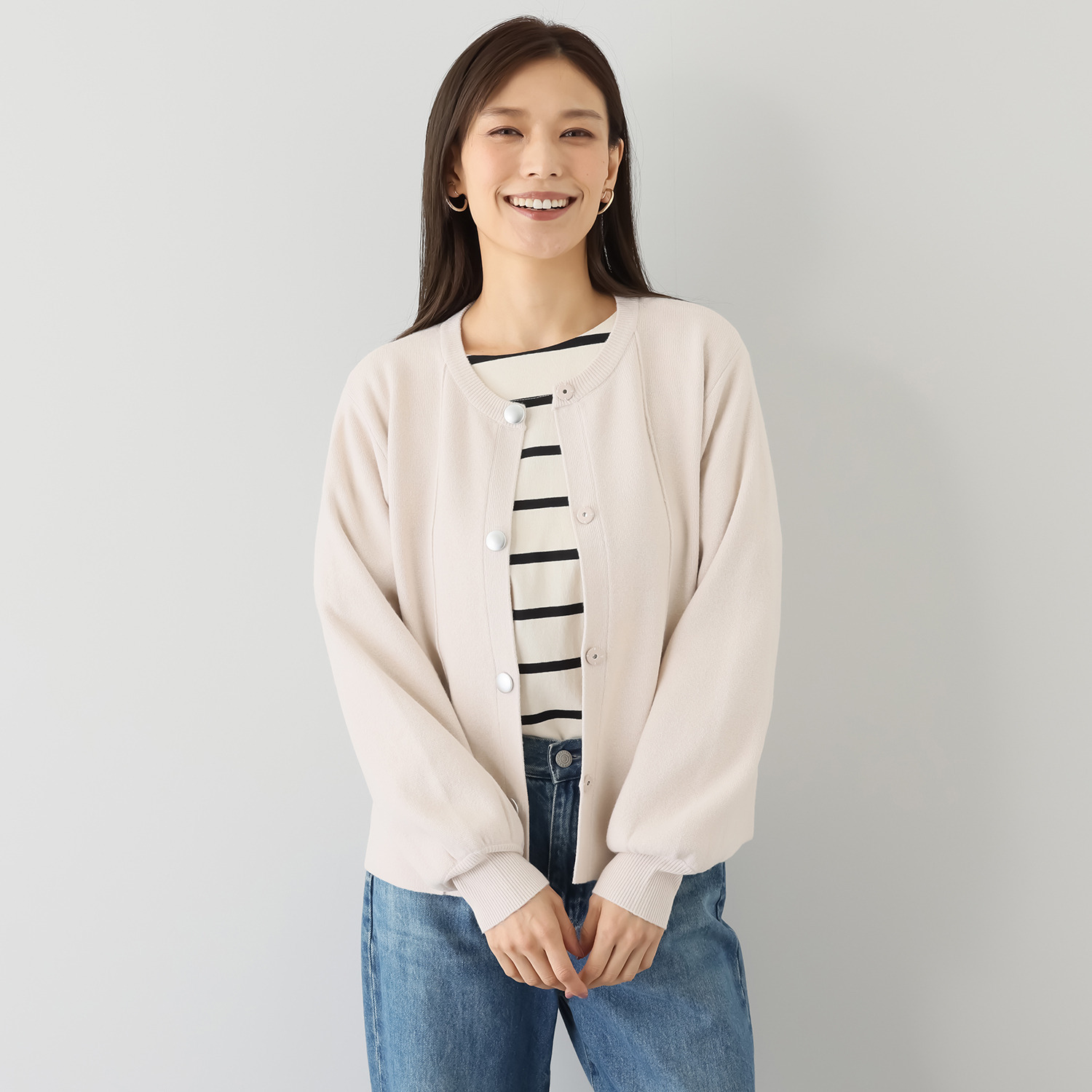 ルクオーレ ハーフミラノリブニット ジャケットカーディガン