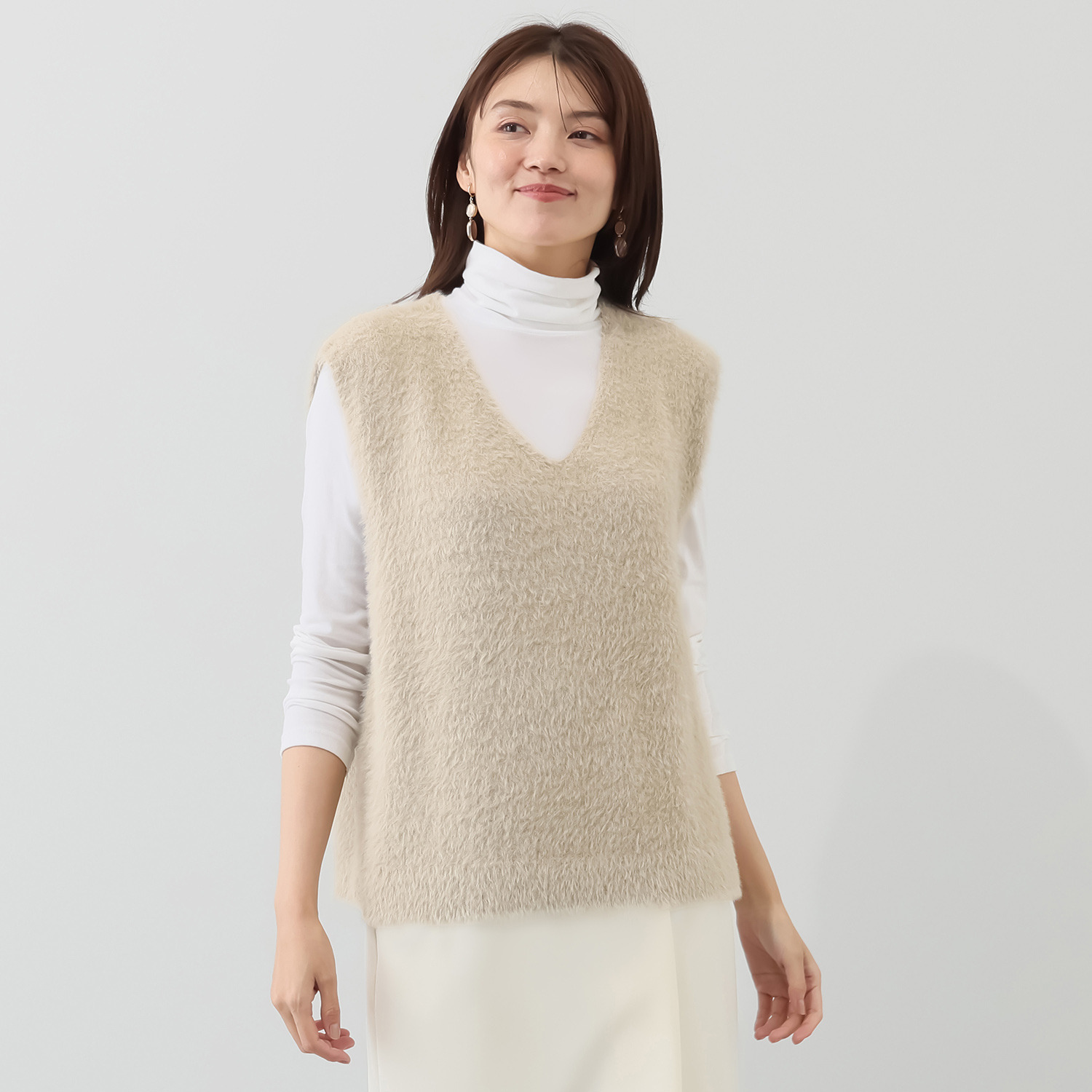ルクオーレ シャギーニット Ｖネックベスト