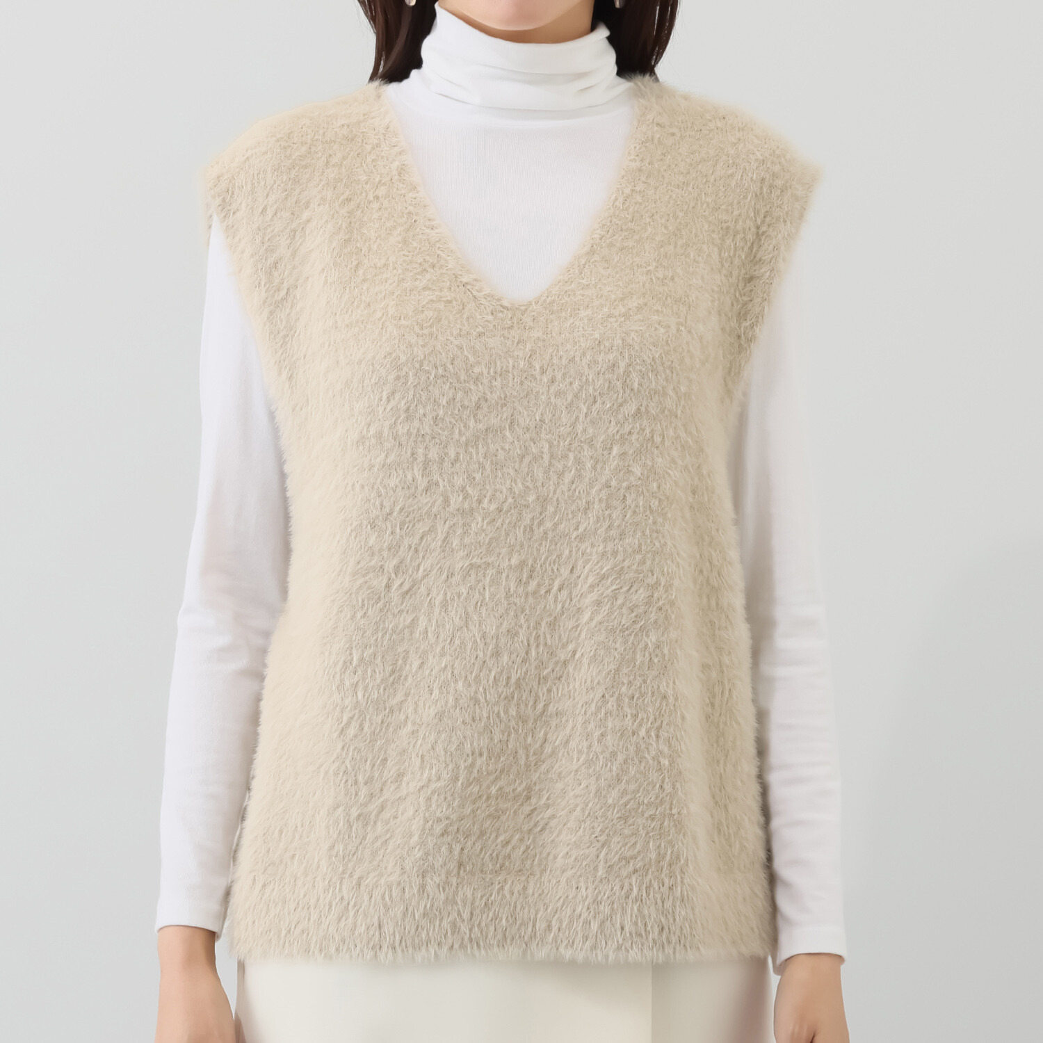 ルクオーレ シャギーニット Ｖネックベスト