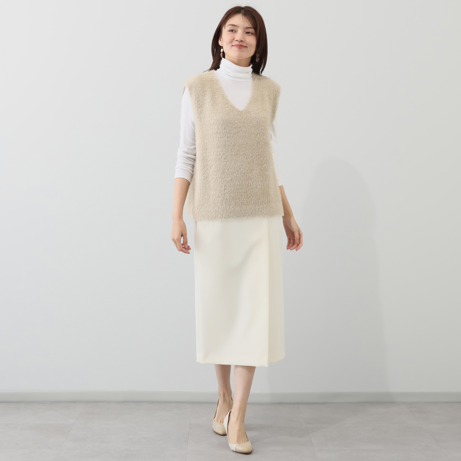 ルクオーレ シャギーニット Ｖネックベスト