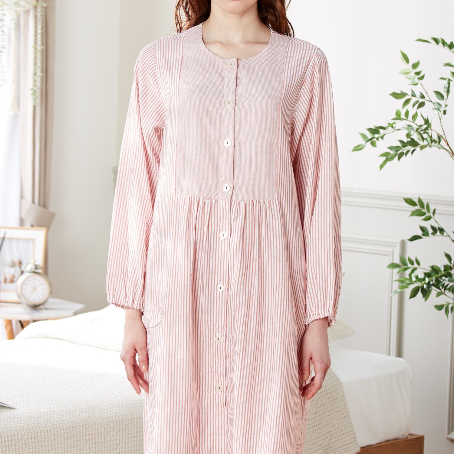 ナルエー 綿１００％ ダブルガーゼ ストライプ ワンピース＆パンツ