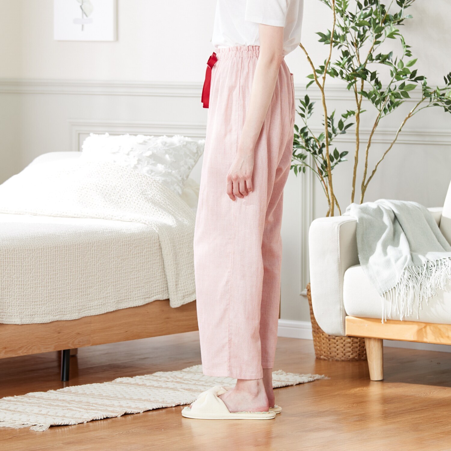 ナルエー 綿１００％ ダブルガーゼ ストライプ ワンピース＆パンツ