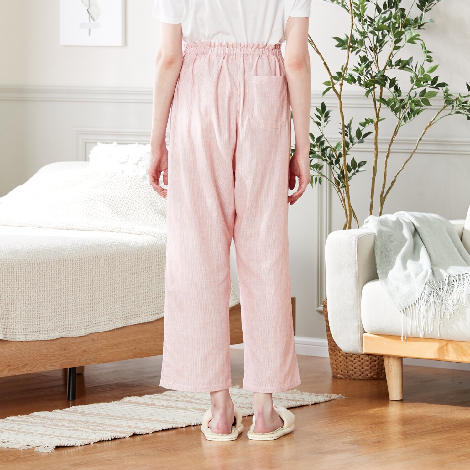 ナルエー 綿１００％ ダブルガーゼ ストライプ ワンピース＆パンツ