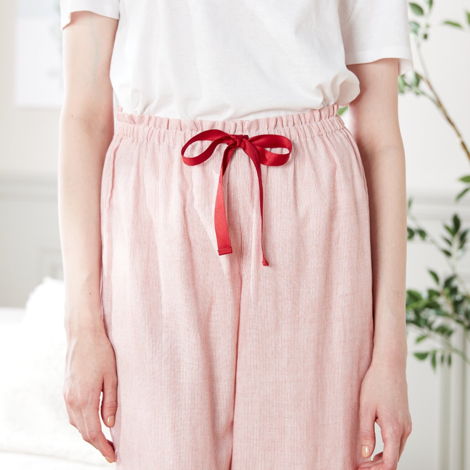 ナルエー 綿１００％ ダブルガーゼ ストライプ ワンピース＆パンツ