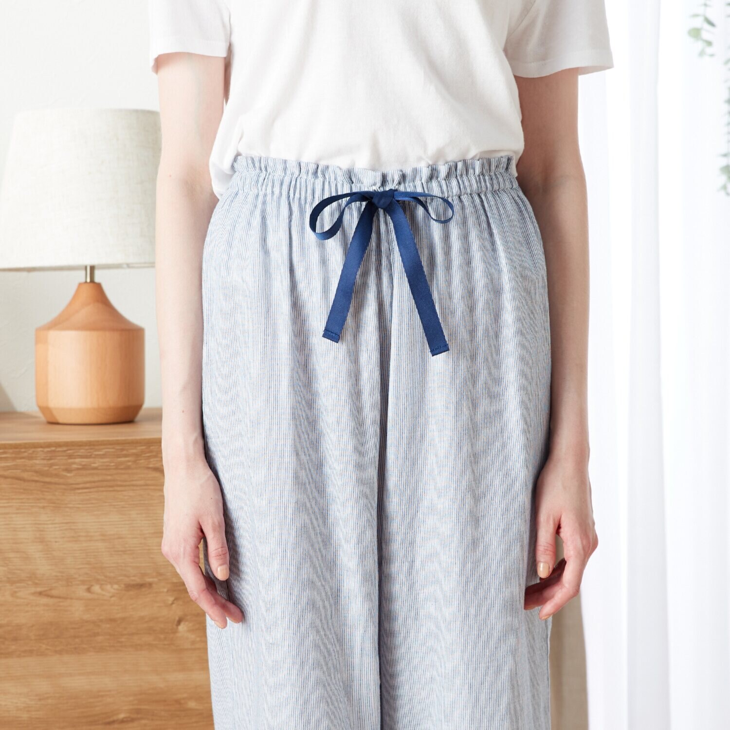 ナルエー 綿１００％ ダブルガーゼ ストライプ ワンピース＆パンツ