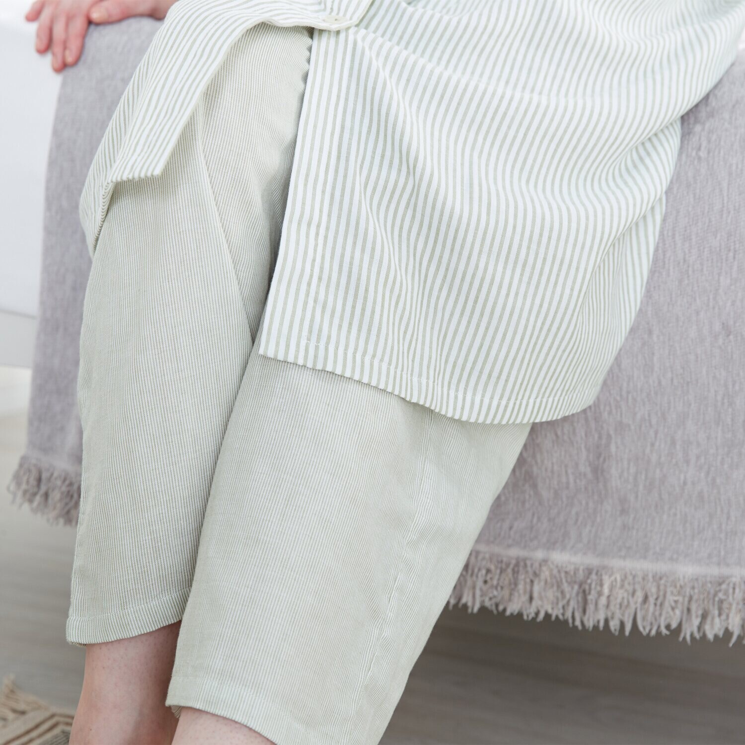 ナルエー 綿１００％ ダブルガーゼ ストライプ ワンピース＆パンツ