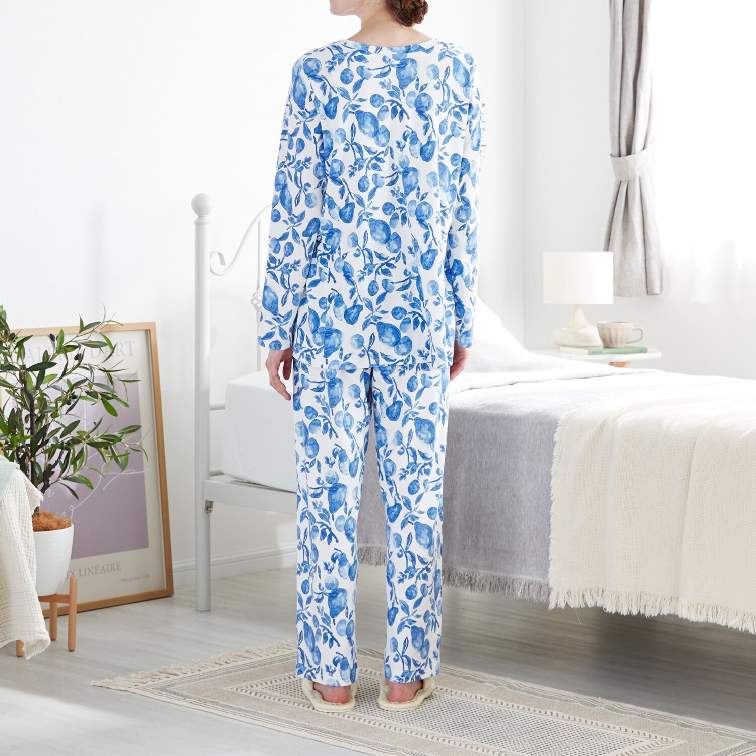 ナルエー コットン１００％ スムース 洋ナシデザイン ルームウェア上下セット