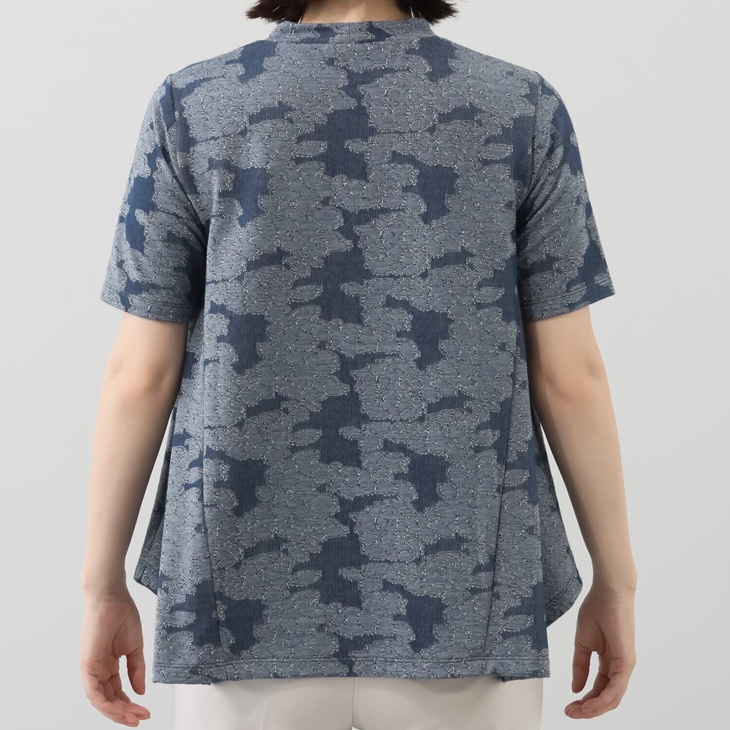 プレンディソール 花柄タックジャガード 半袖プルオーバー